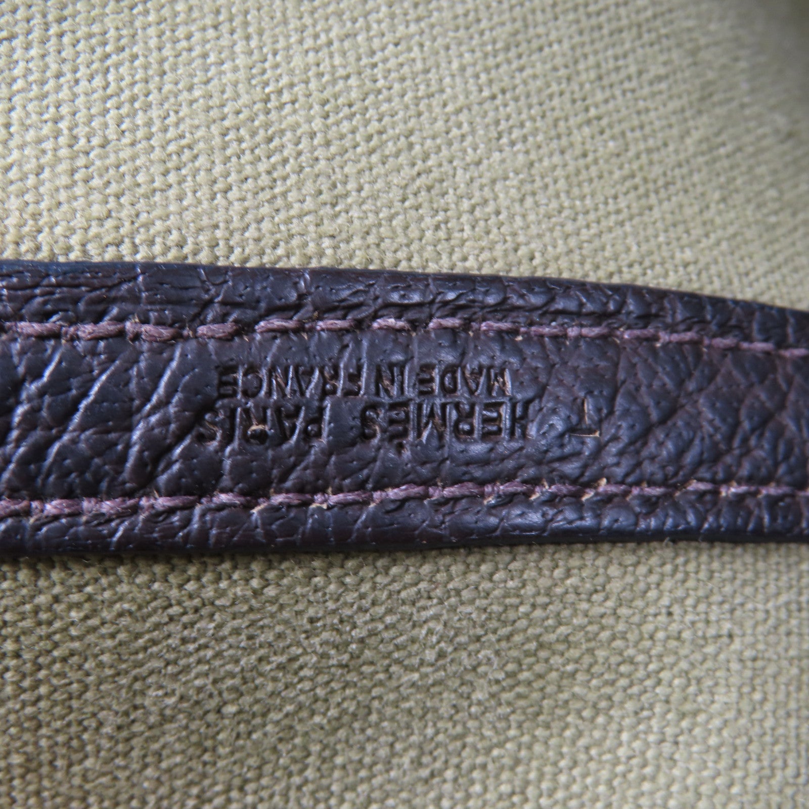 HERMES 【激減優惠】帆布Garden Party PM銀扣手挽袋綠色/啡色