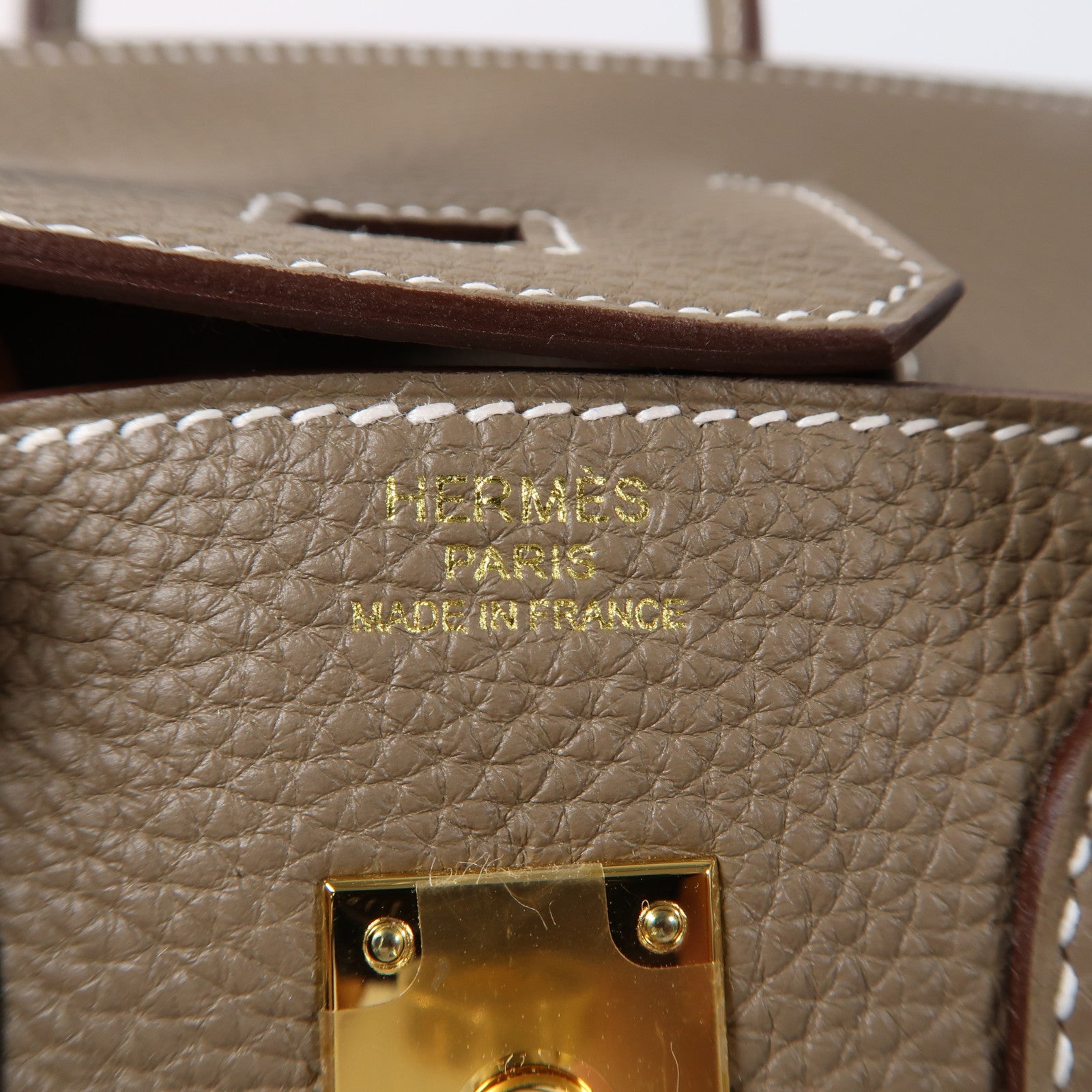 HERMES Togo皮革Birkin 25金扣手挽袋Etoupe大象灰色