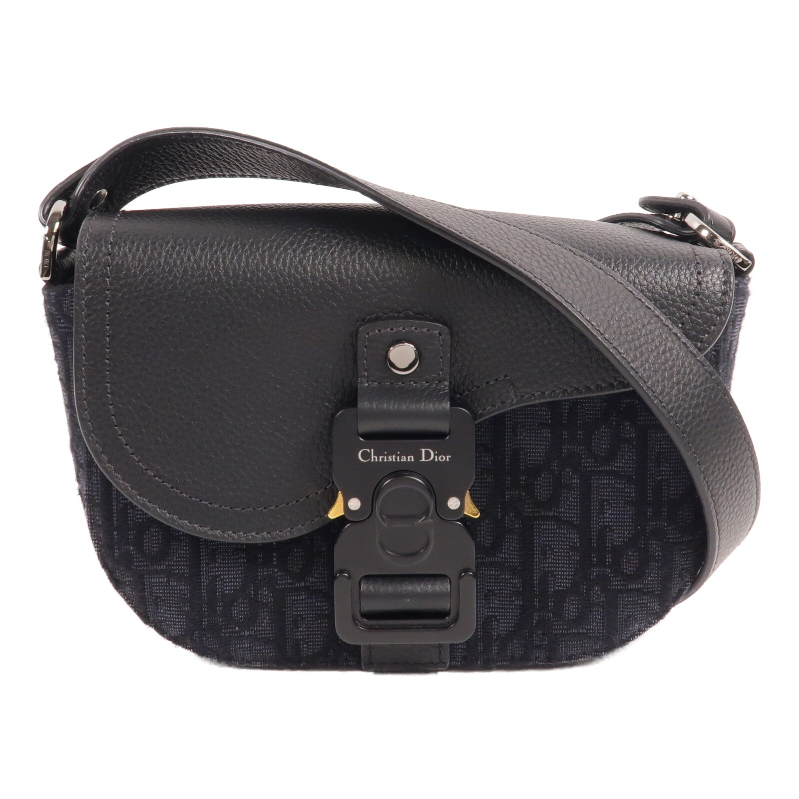 Dior 帆布/牛皮皮革Mini Saddle Messenger Bag with Flap肩背袋