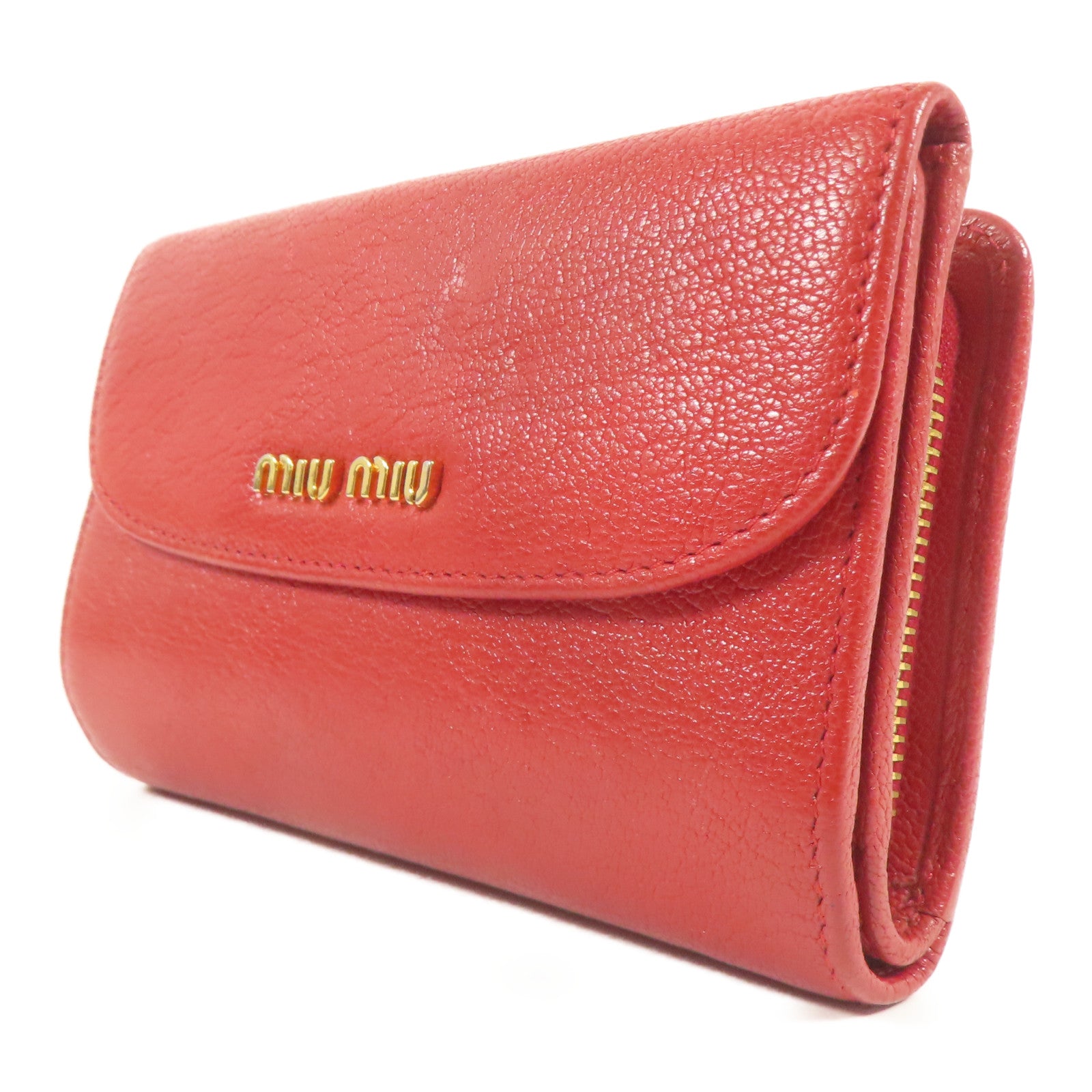 Miu Miu 【激減優惠】牛皮皮革Wallet金扣錢包