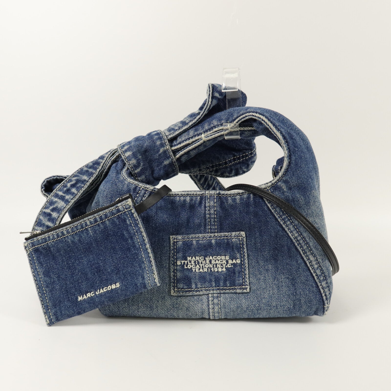 MARC JACOBS 牛仔布The Bow Denim Mini Sack Bag手挽肩背兩用袋