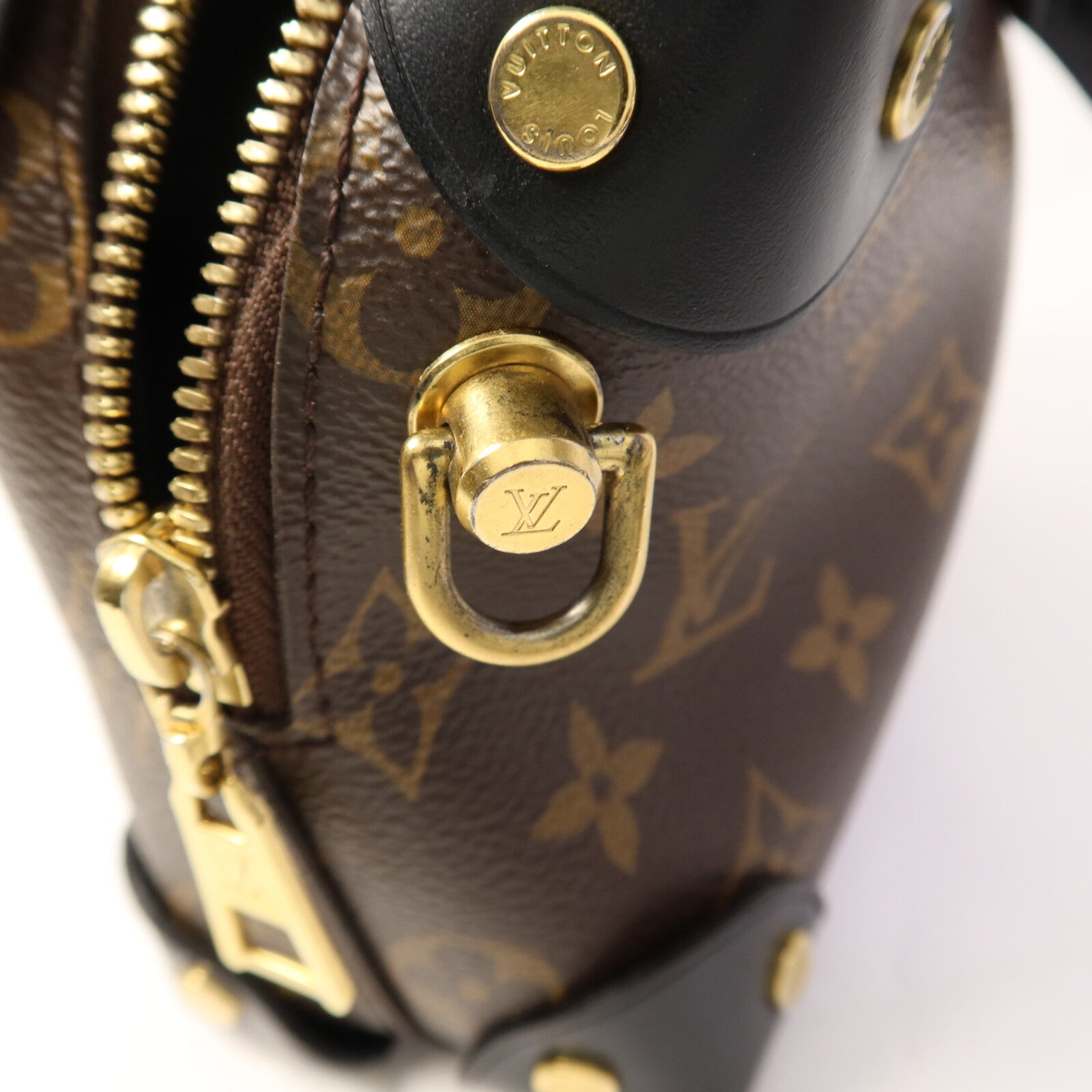 LOUIS VUITTON Monogram Petite Malle Souple金扣手挽肩背兩用袋棕色