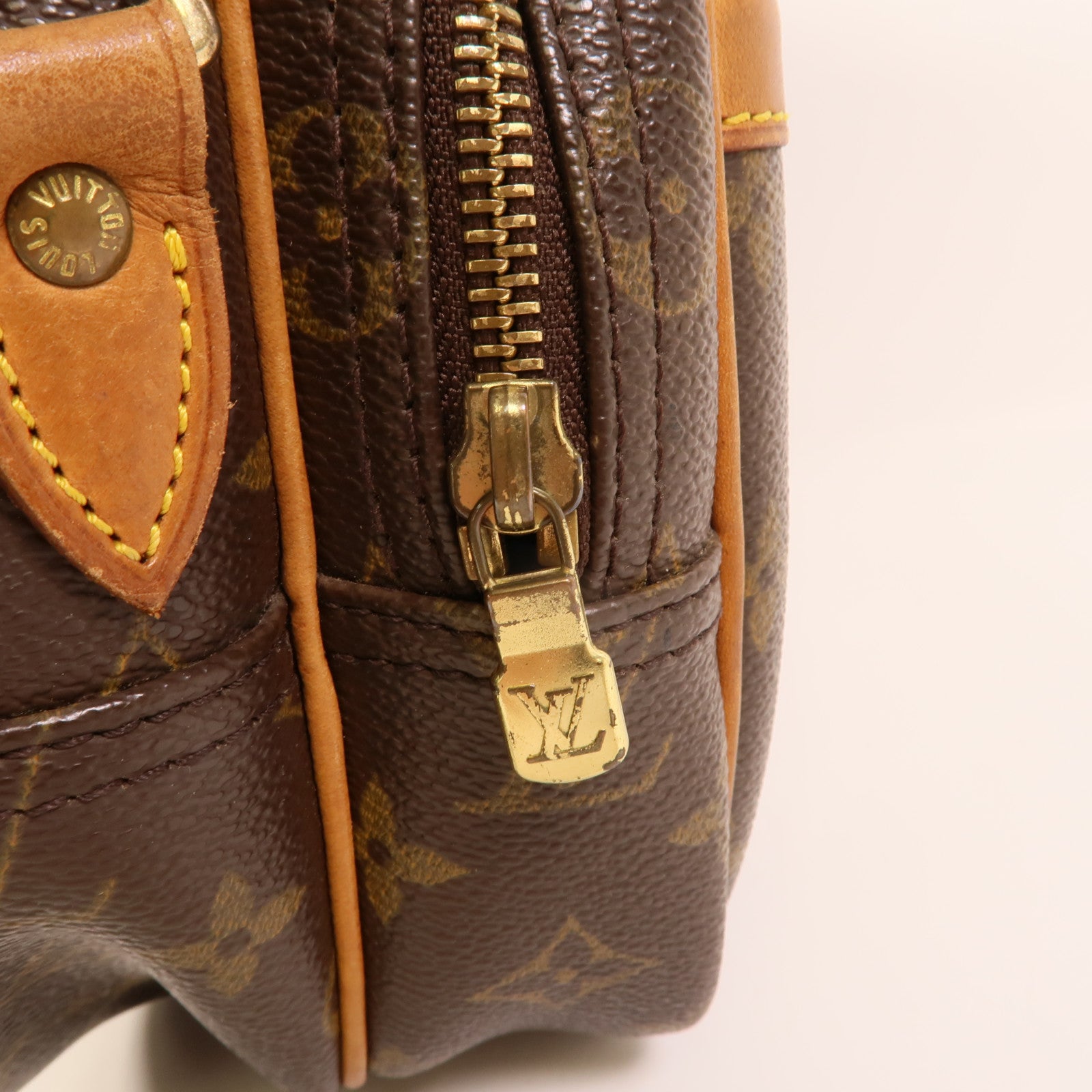 LOUIS VUITTON Monogram Reporter PM金扣肩背袋棕色