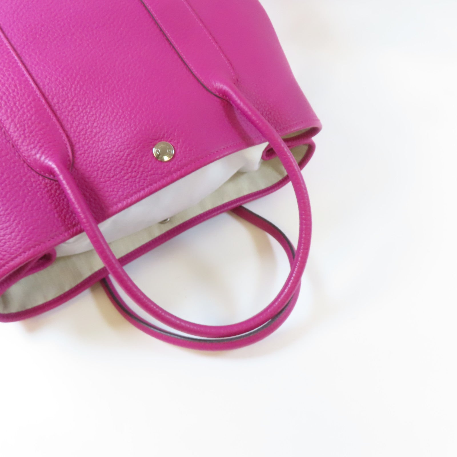 HERMES Negonda皮革Garden Party PM銀扣手挽袋Rose Purple桃紫色