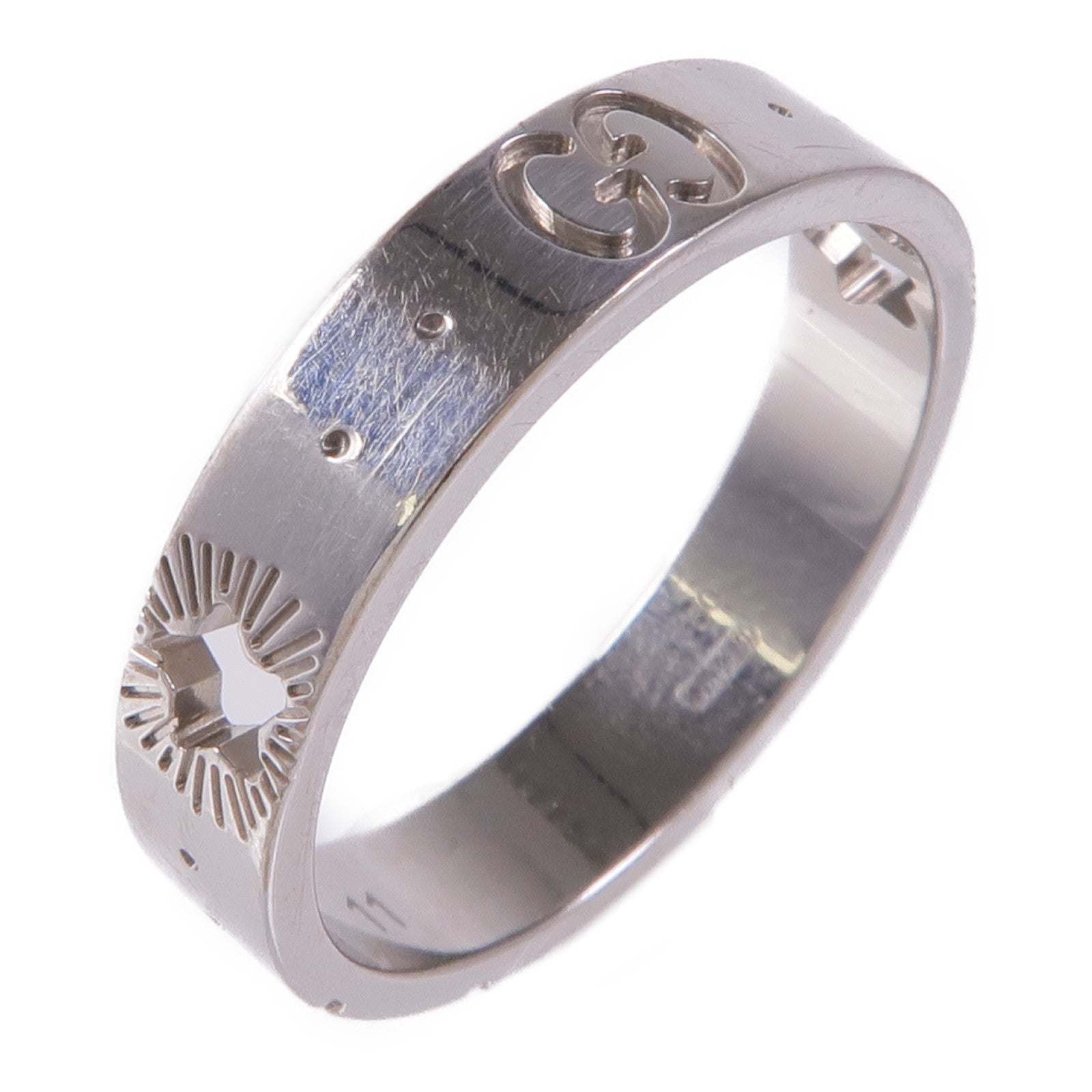 GUCCI 18K白金Icon Ring With Stars戒指US#5.5