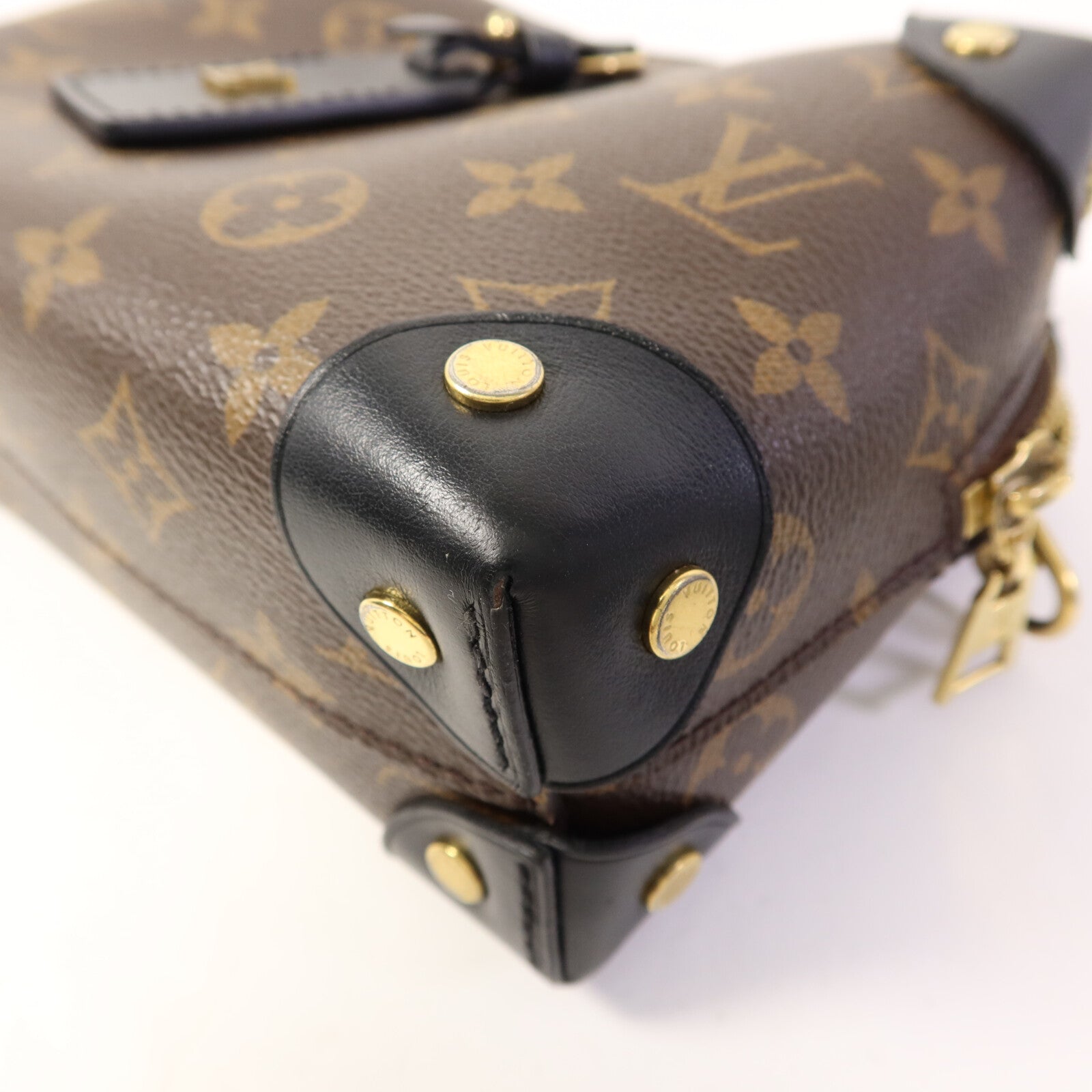 LOUIS VUITTON Monogram Petite Malle Souple金扣手挽肩背兩用袋棕色