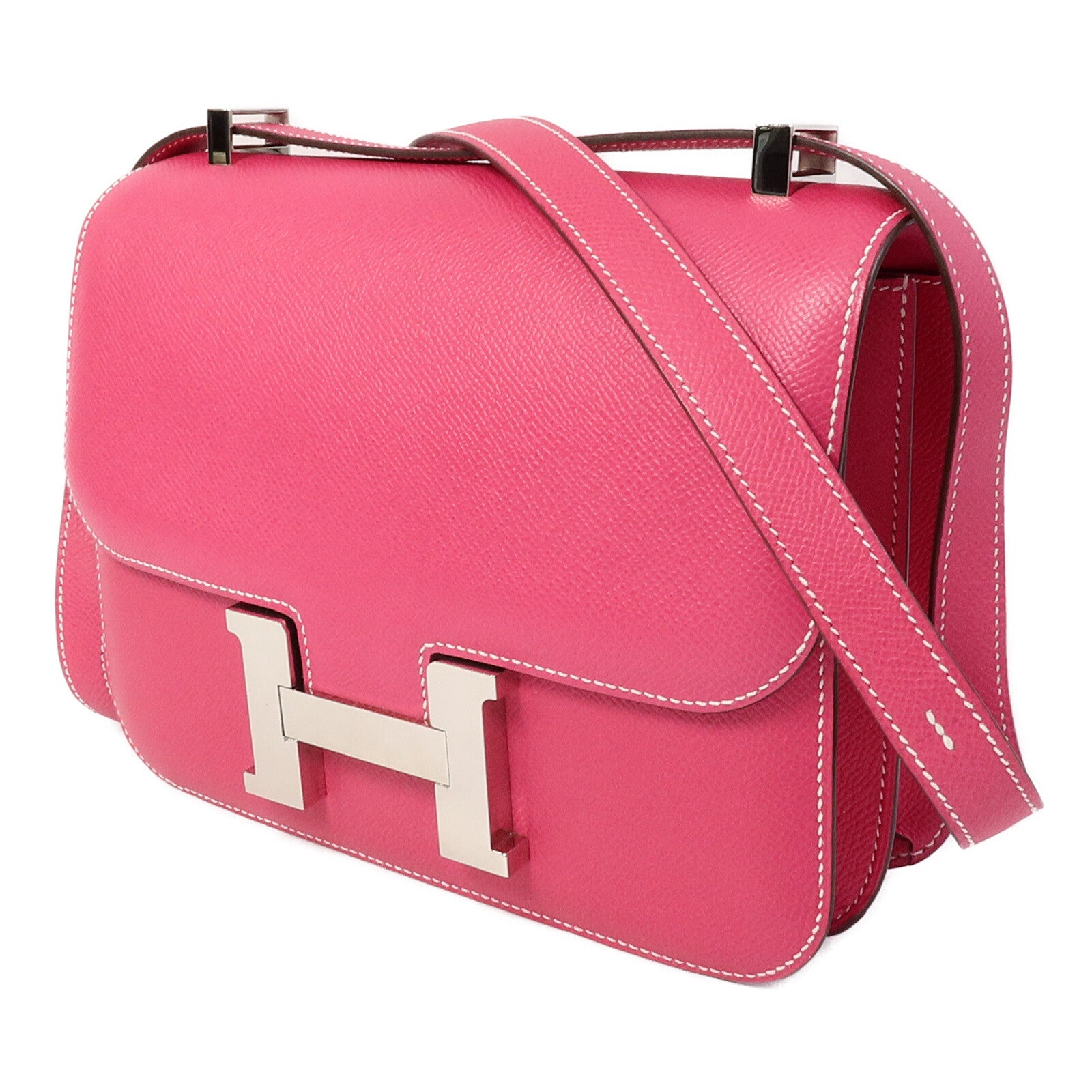 HERMES Epsom皮革Constance 24肩背袋Rose Tyrien