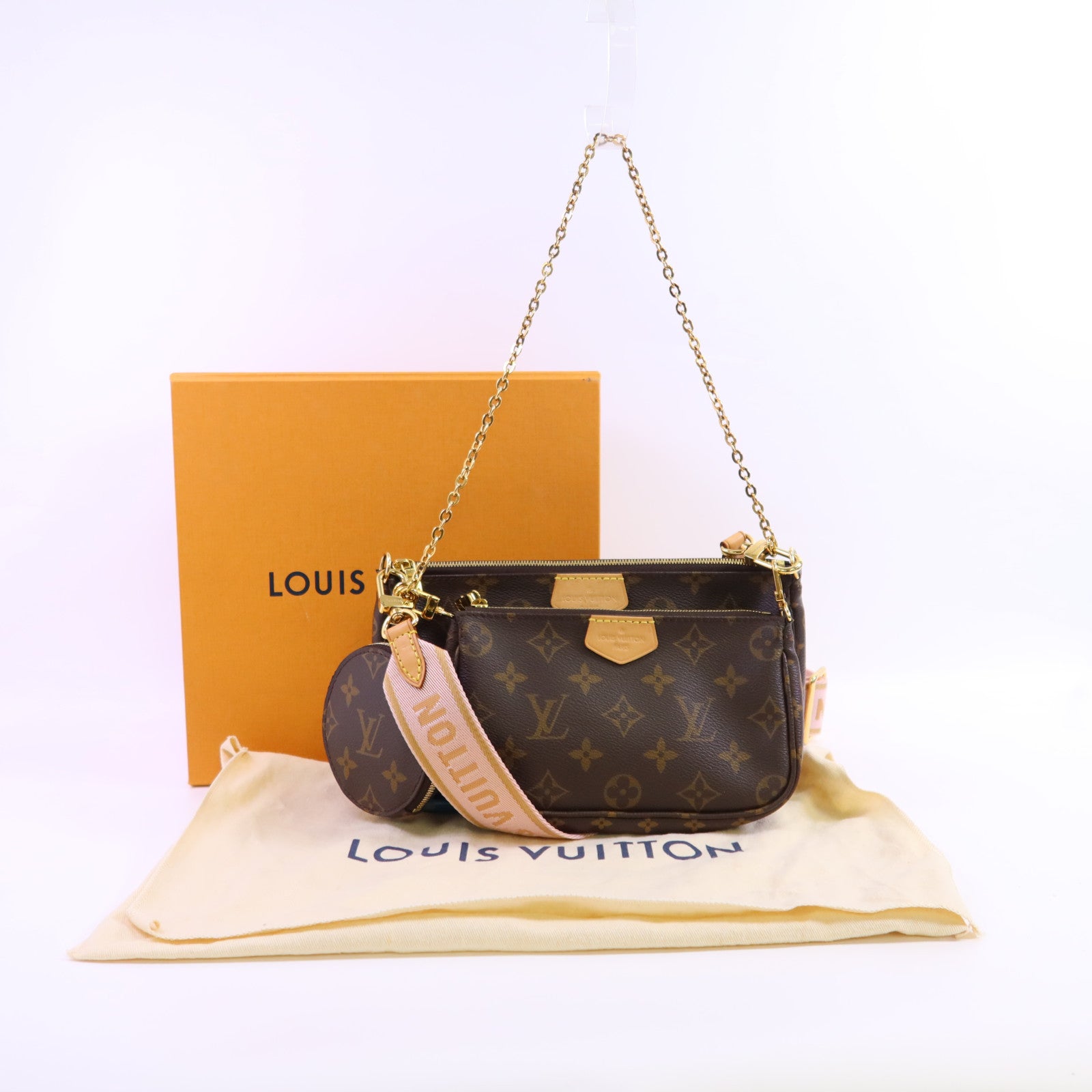 LOUIS VUITTON Monogram Multi Pochette Accessoires金扣手挽肩背兩用袋