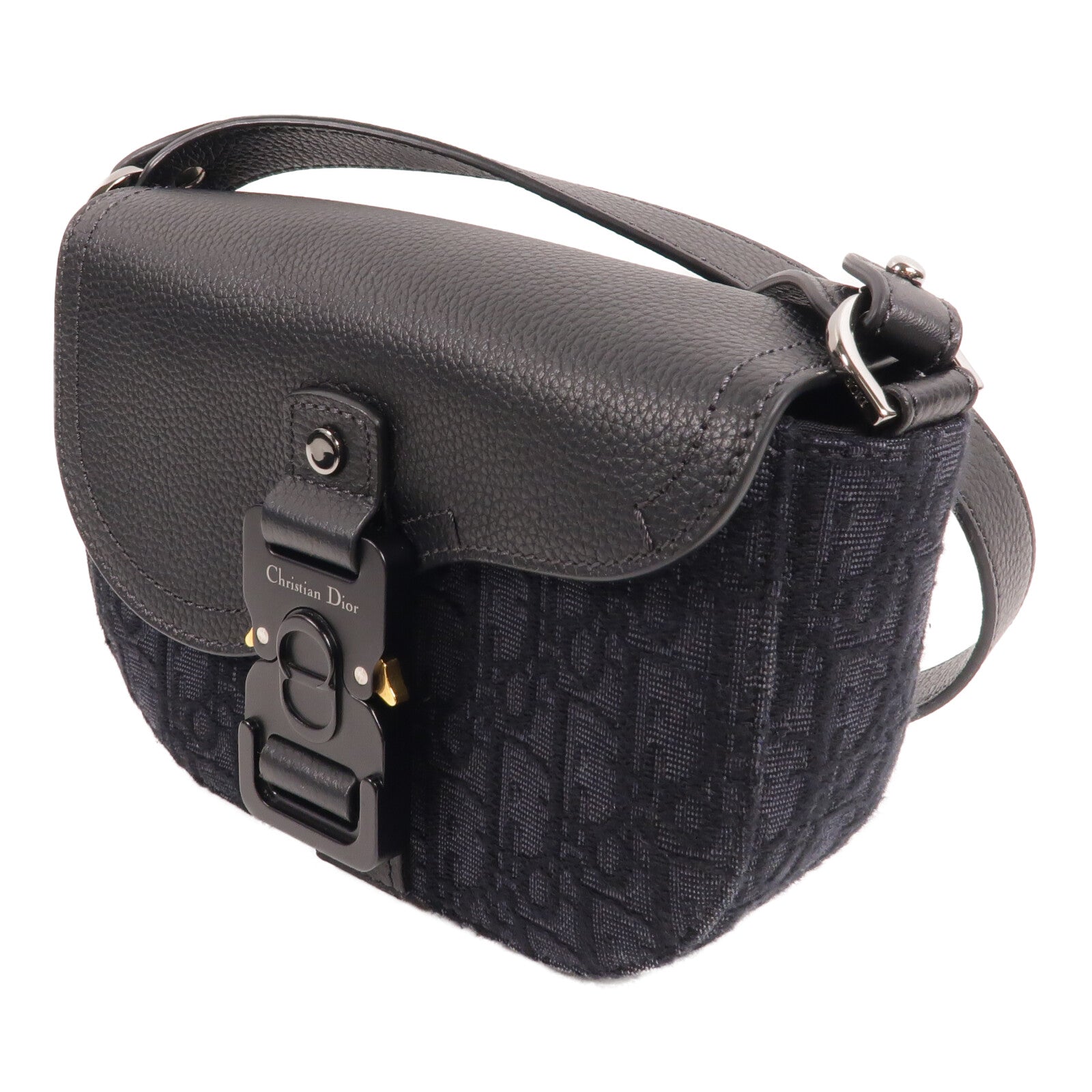 Dior 帆布/牛皮皮革Mini Saddle Messenger Bag with Flap肩背袋