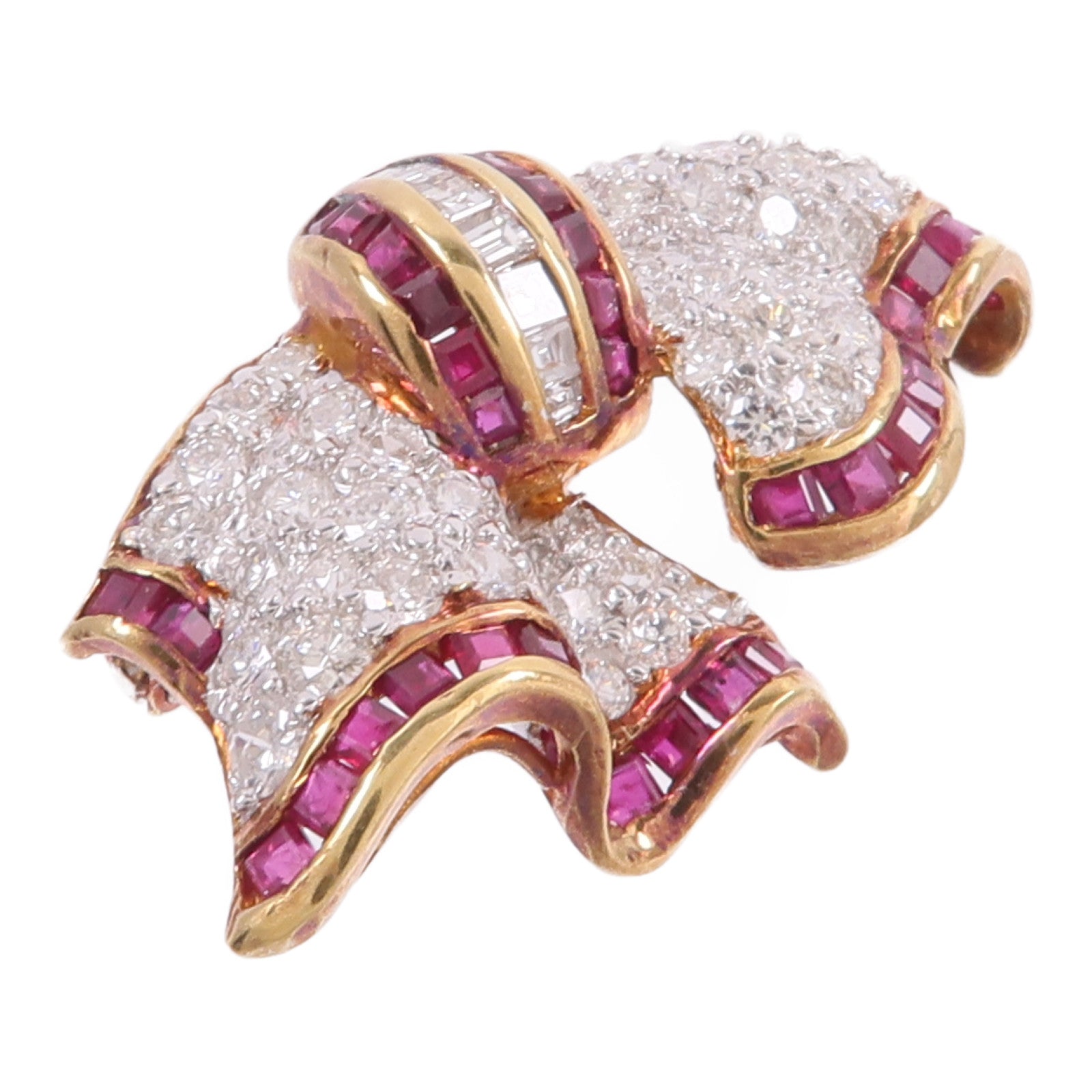 JEWELRY 18K黃金/白金Ruby Diamond Pendant Top/Brooch紅寶石/鑽石吊墜/胸針