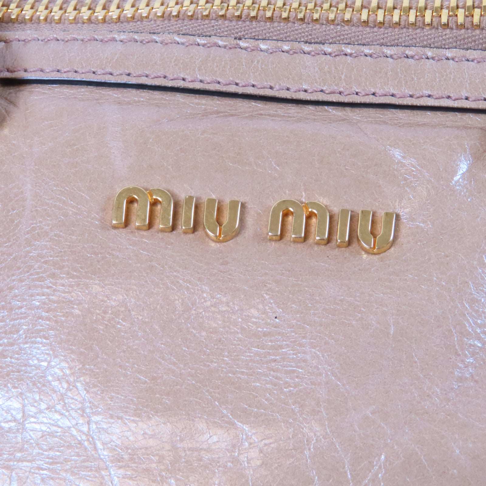 Miu Miu 牛皮皮革Shoulder Bag金扣手挽肩背兩用袋米色