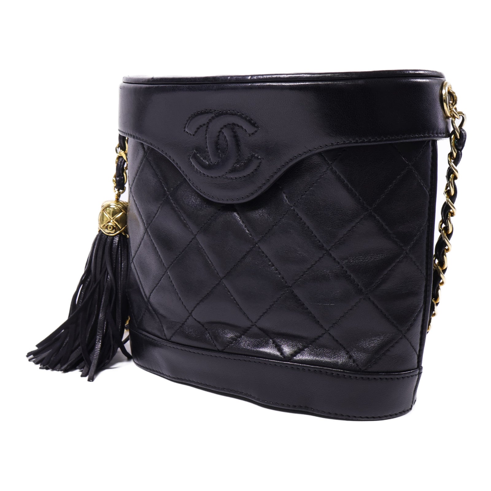 CHANEL 羊皮皮革Vintage Chain Shoulder金扣鏈帶肩背袋