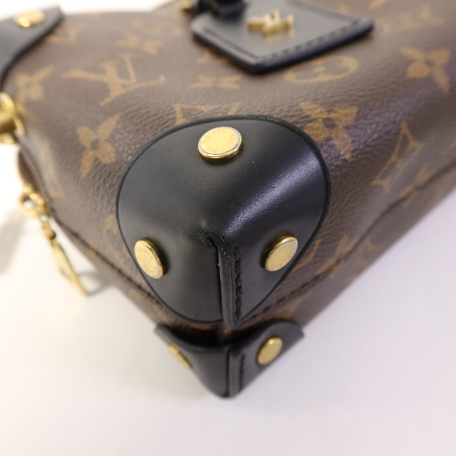LOUIS VUITTON Monogram Petite Malle Souple金扣手挽肩背兩用袋棕色