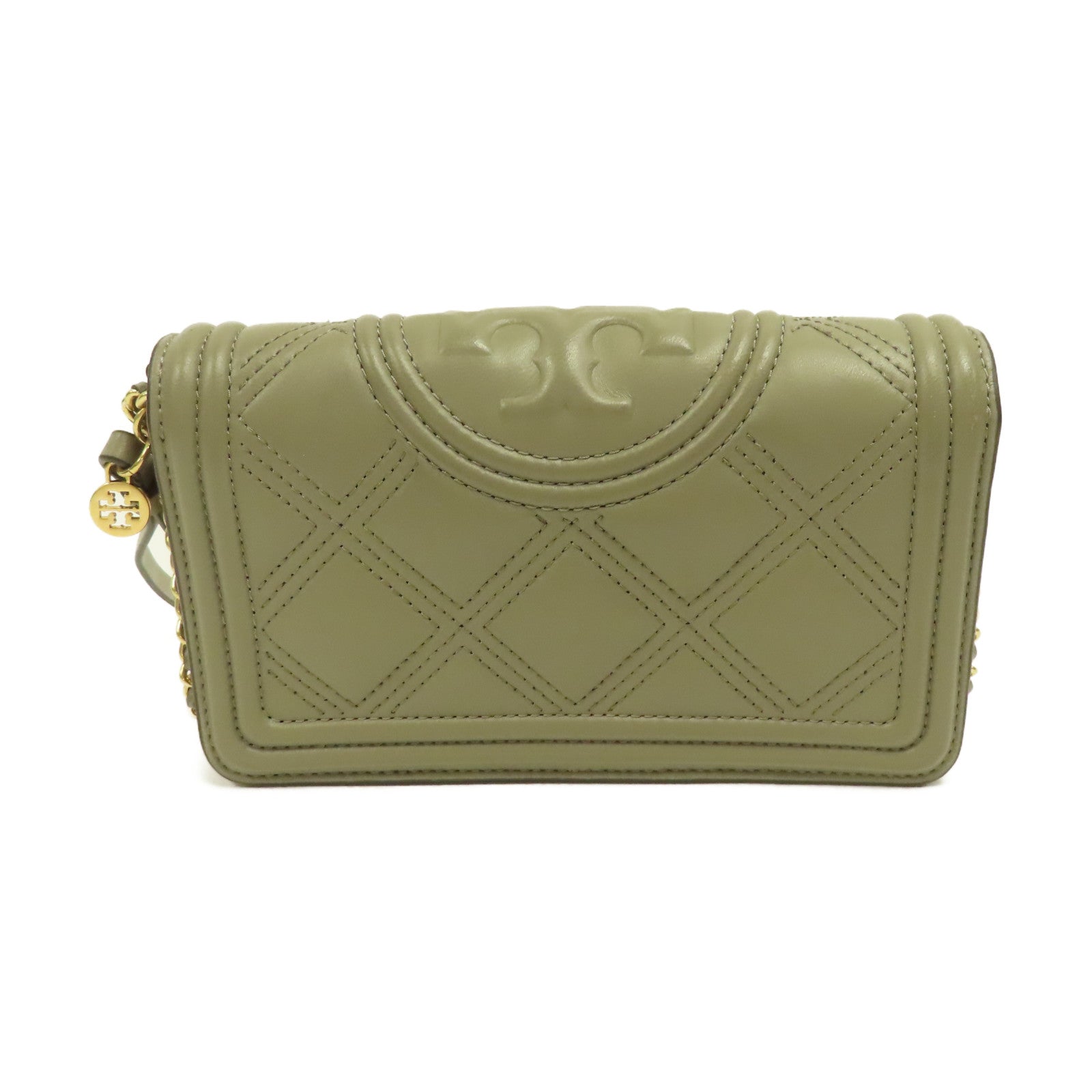 Tory Burch 牛皮皮革Chain Shoulder Bag金扣鏈帶肩背袋灰色