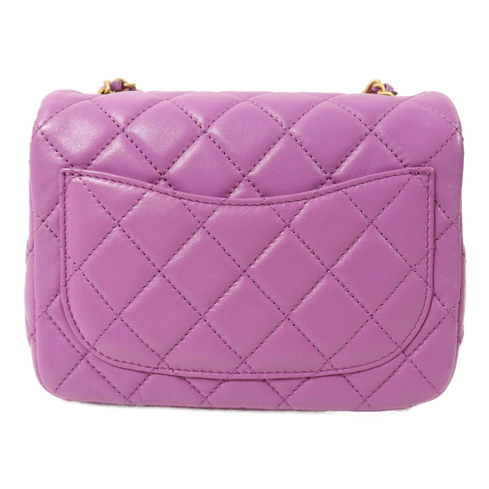 CHANEL 羊皮皮革Mini Classic 17 with Gold ball鏈帶肩背袋