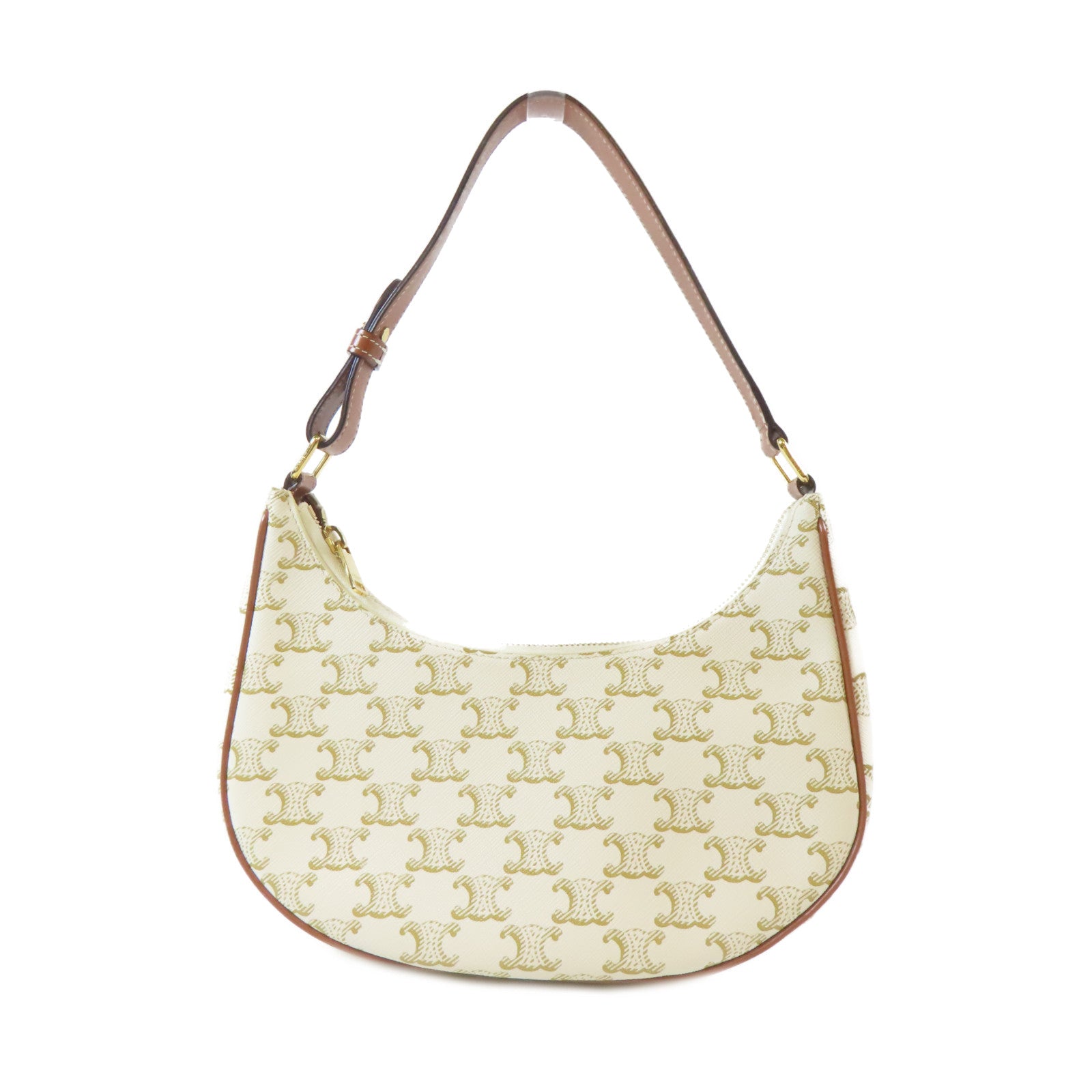 CELINE 塗層帆布Ava Bag金扣肩背袋白色