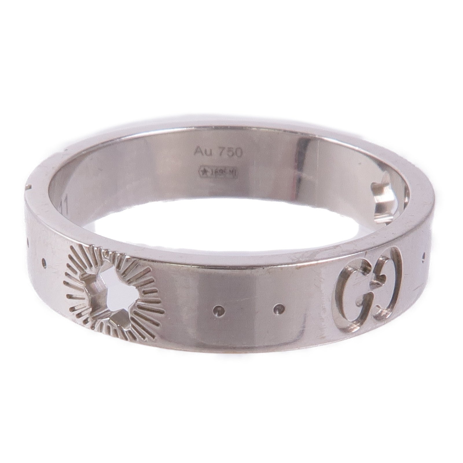 GUCCI 18K白金Icon Ring With Stars戒指US#5.5
