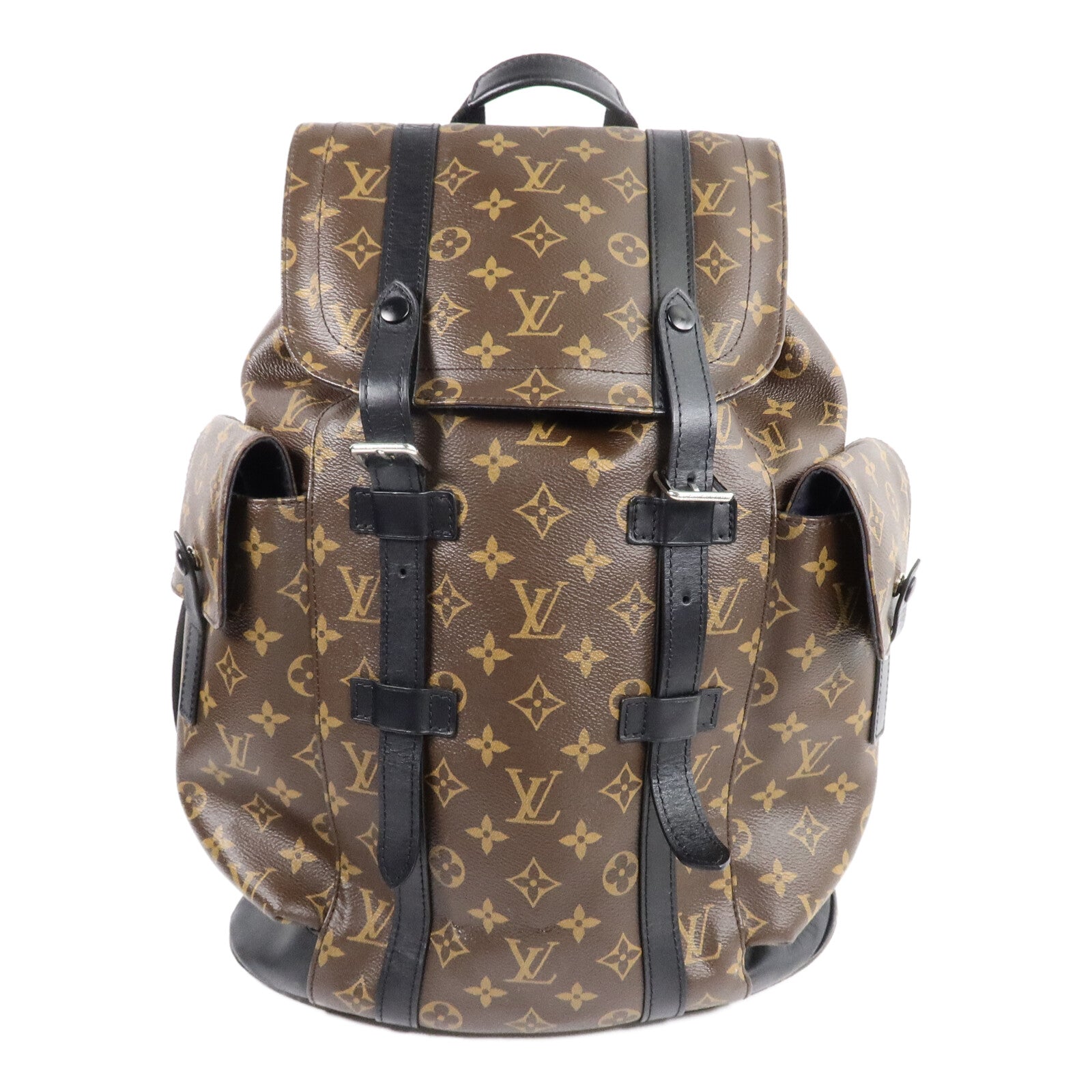 LOUIS VUITTON Monogram Macassar Christopher MM銀扣背包