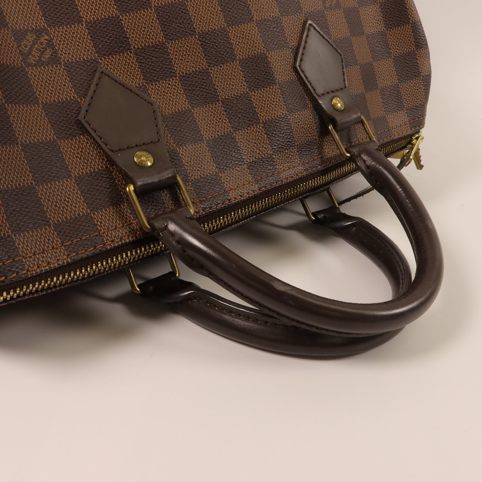 LOUIS VUITTON Damier Speedy 30金扣手挽袋