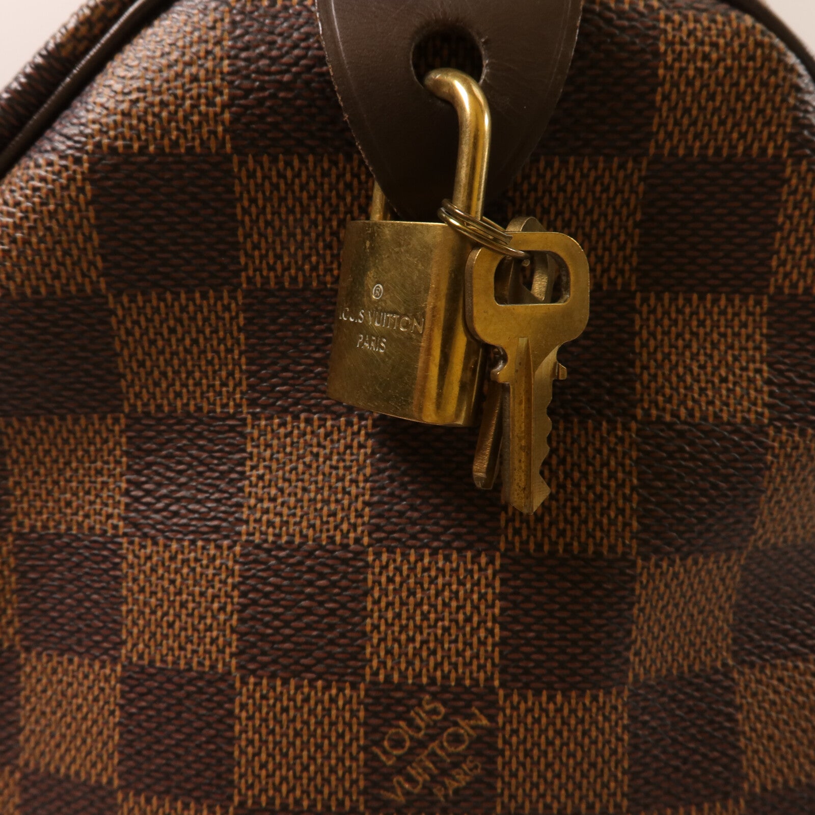 LOUIS VUITTON Damier Speedy 30金扣手挽袋