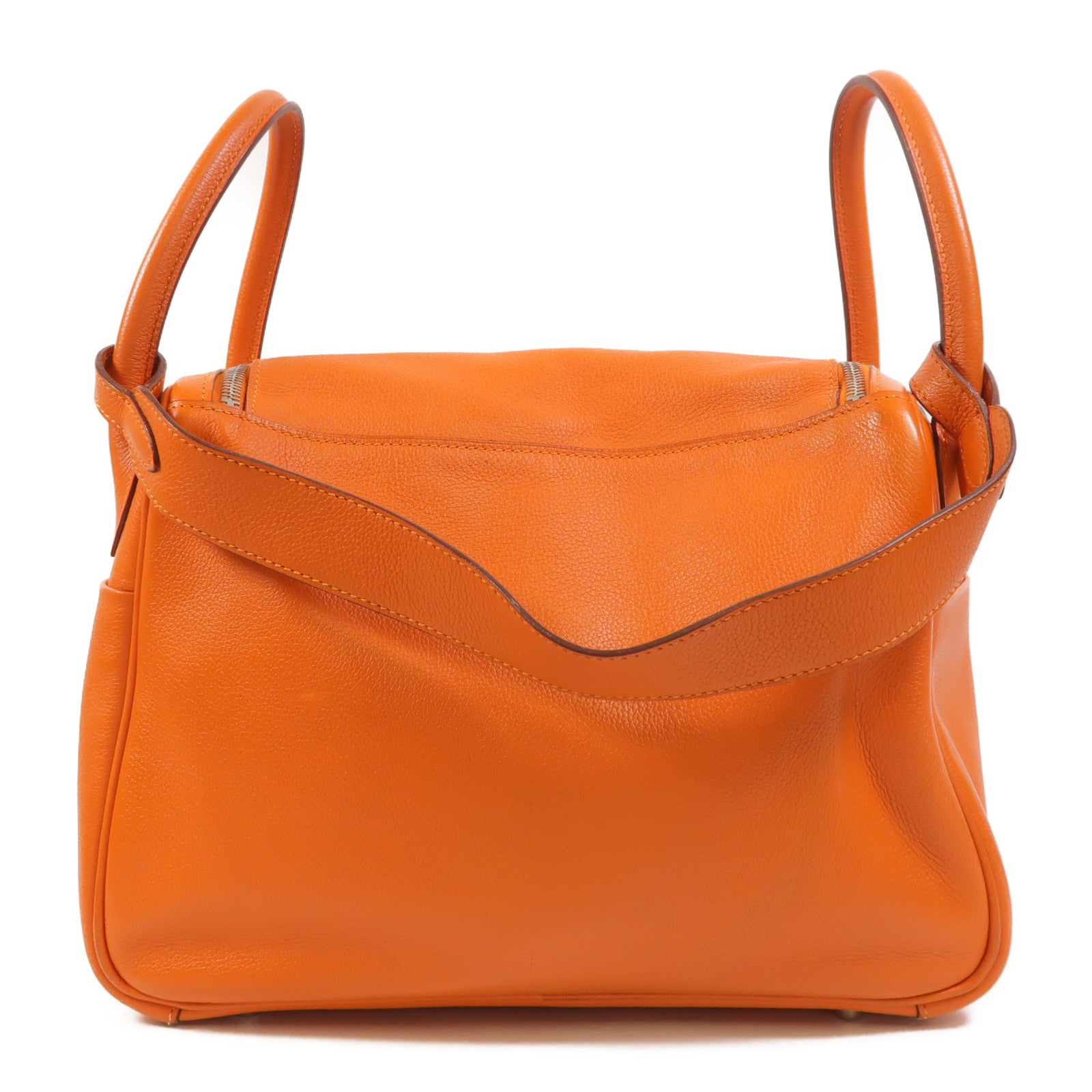 HERMES Clemence皮革Lindy 30銀扣手挽肩背兩用袋Orange