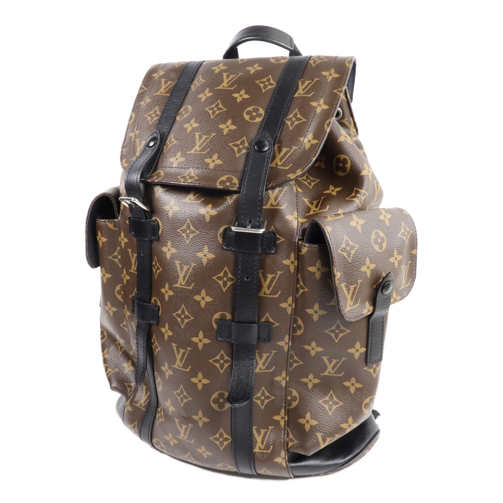 LOUIS VUITTON Monogram Macassar Christopher MM銀扣背包