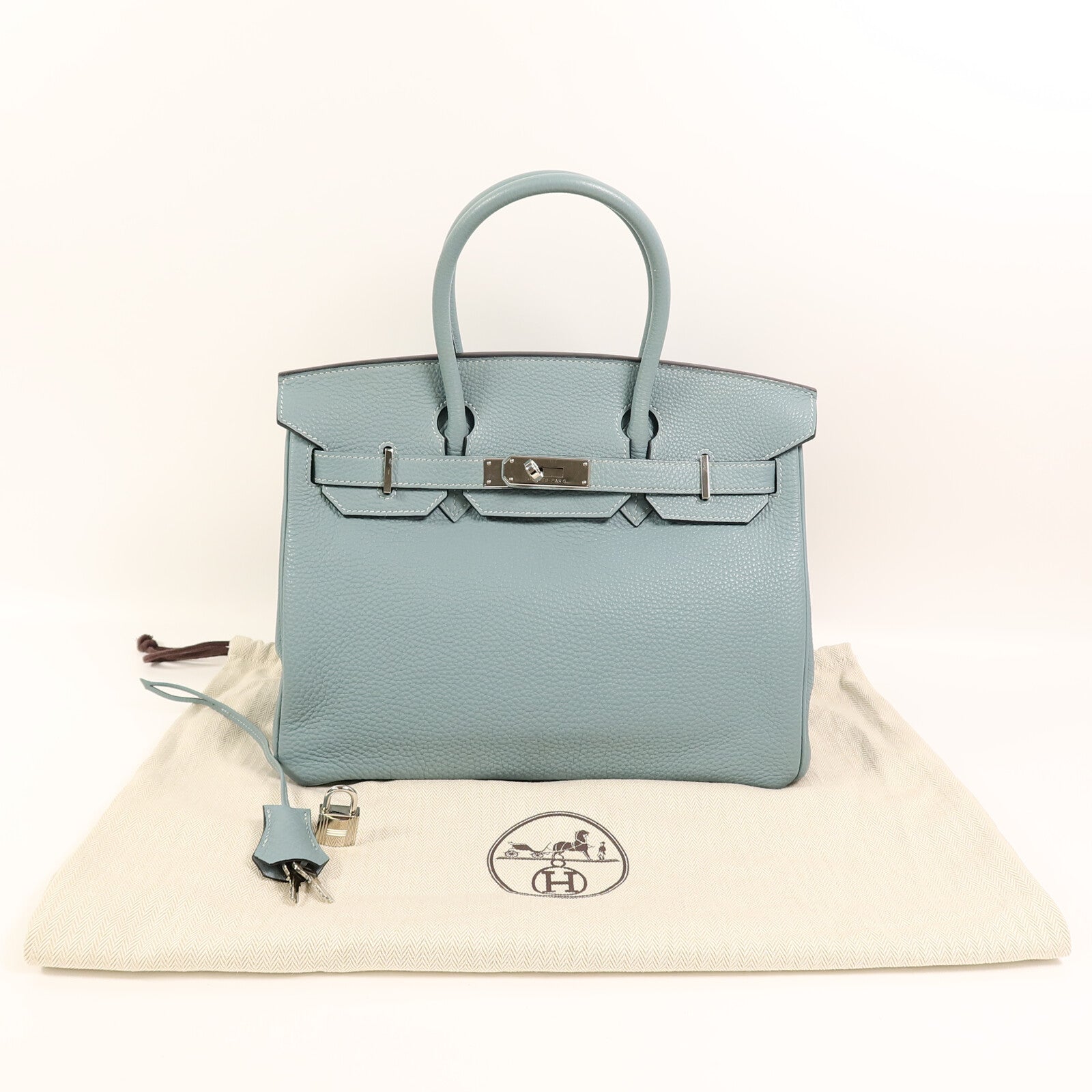 HERMES Togo皮革Birkin 30手挽袋Blue Ciel