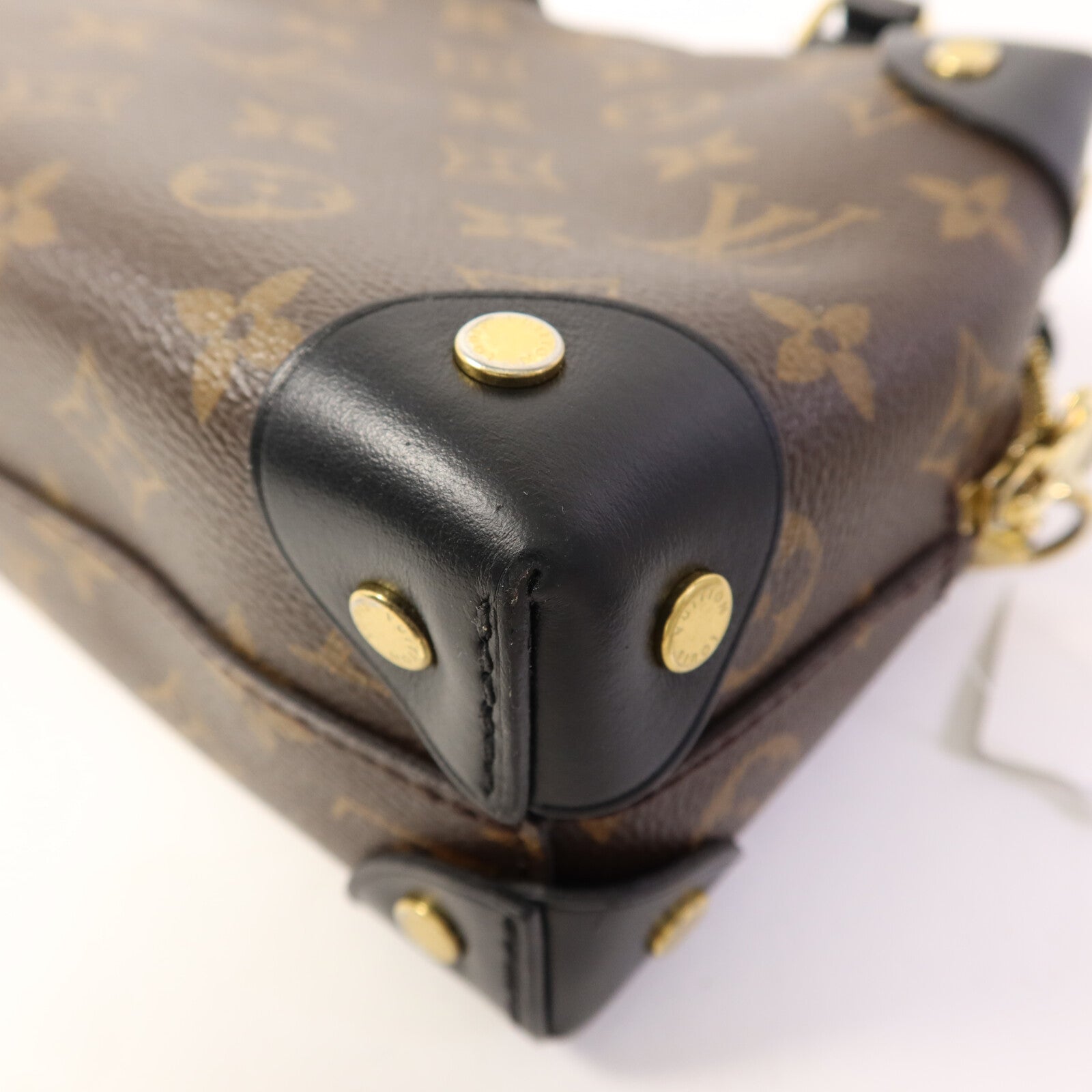 LOUIS VUITTON Monogram Petite Malle Souple金扣手挽肩背兩用袋棕色