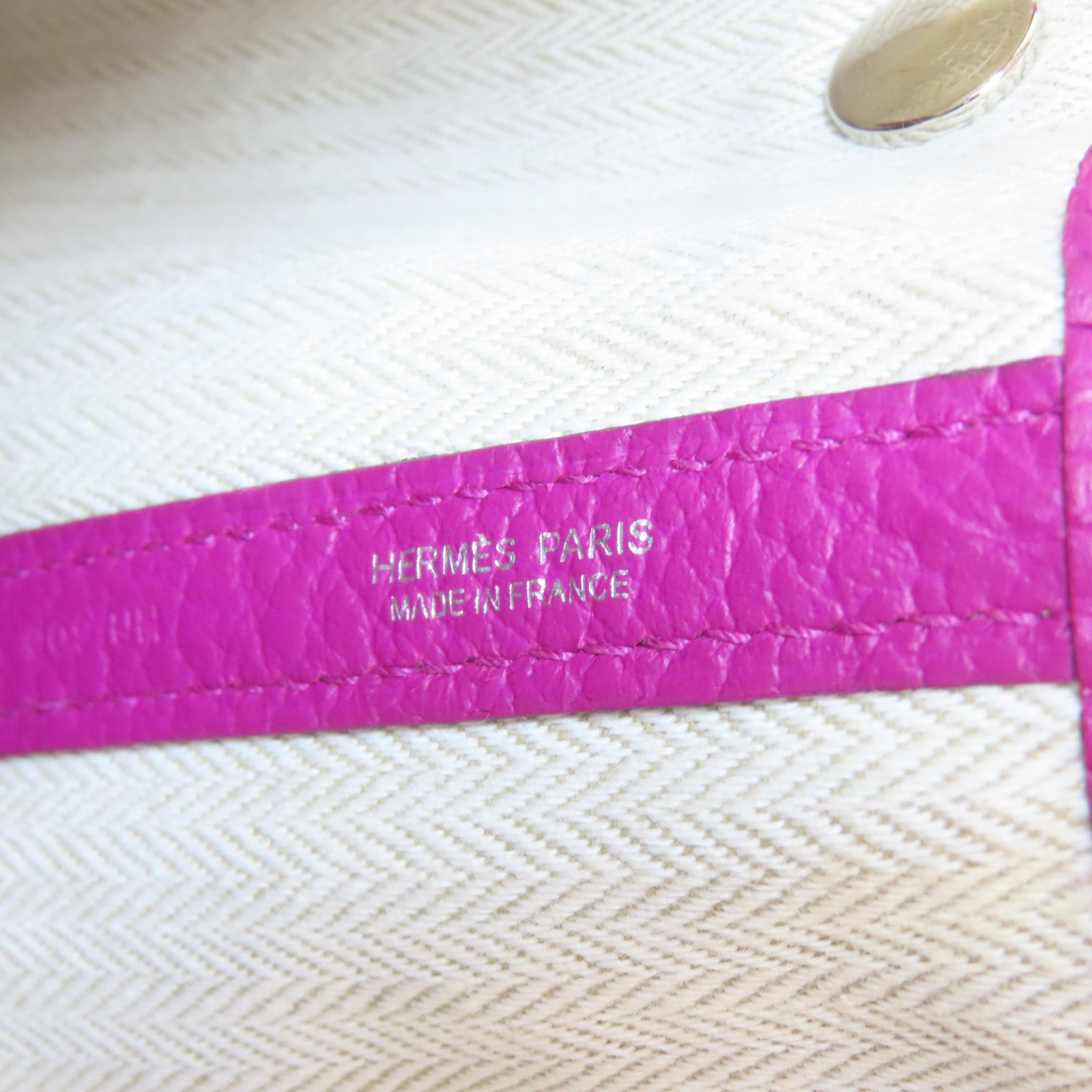 HERMES Negonda皮革Garden Party PM銀扣手挽袋Rose Purple桃紫色
