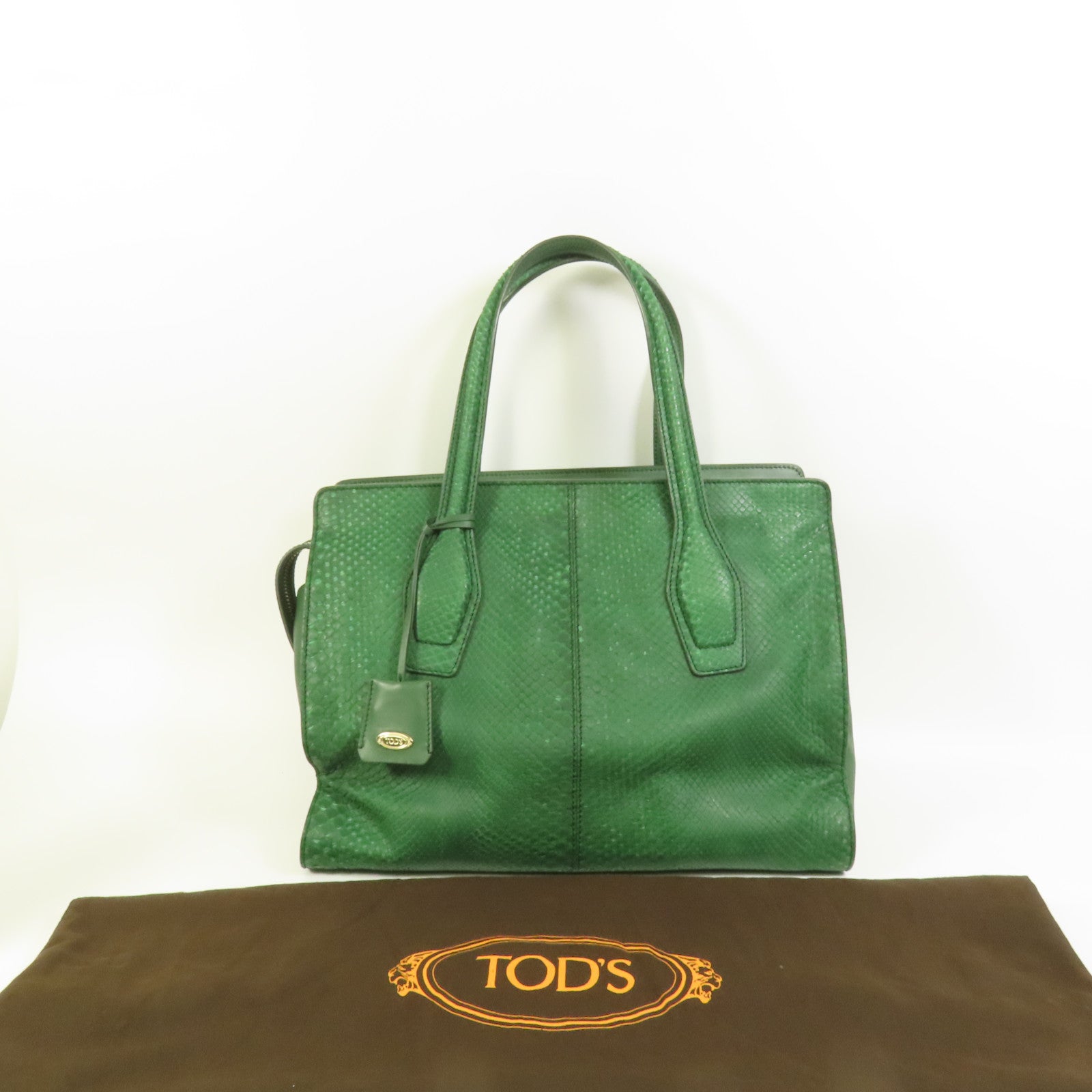 TOD'S 牛皮皮革/蛇皮皮革Tote Bag金扣手挽袋