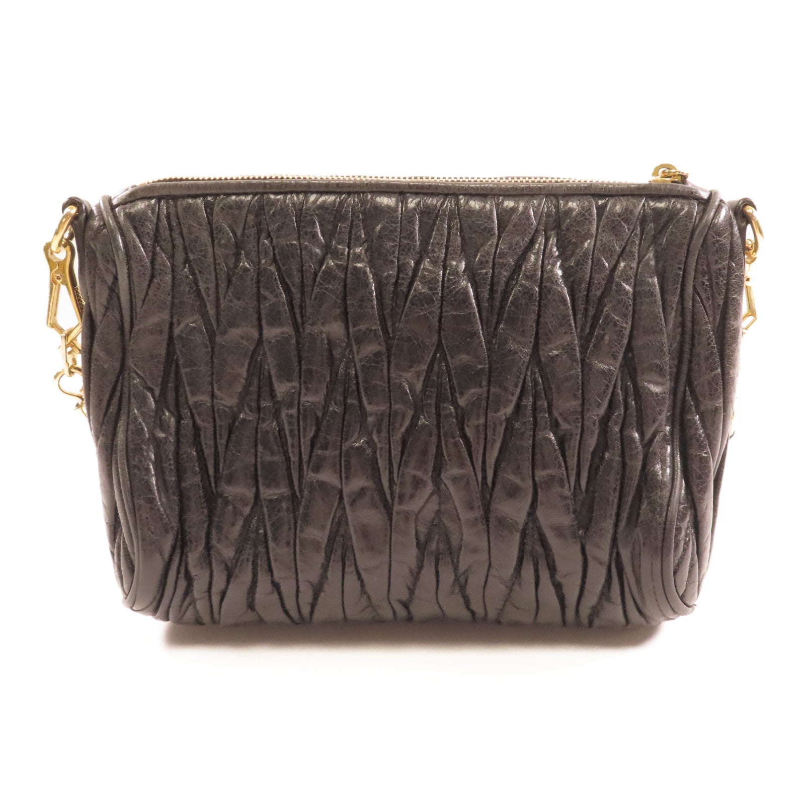 Miu Miu 牛皮皮革Shoulder Bag金扣肩背袋黑色