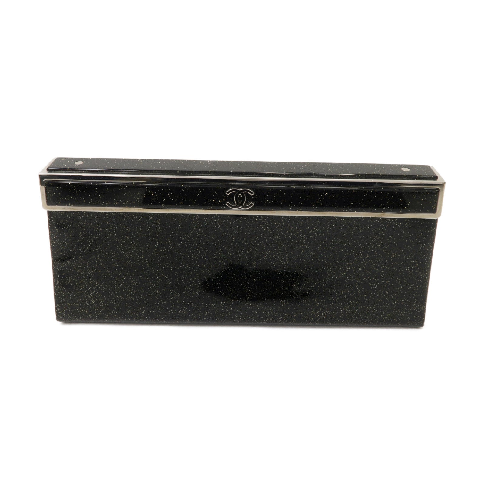 CHANEL 漆皮皮革Clutch Bag銀扣手拿包黑色