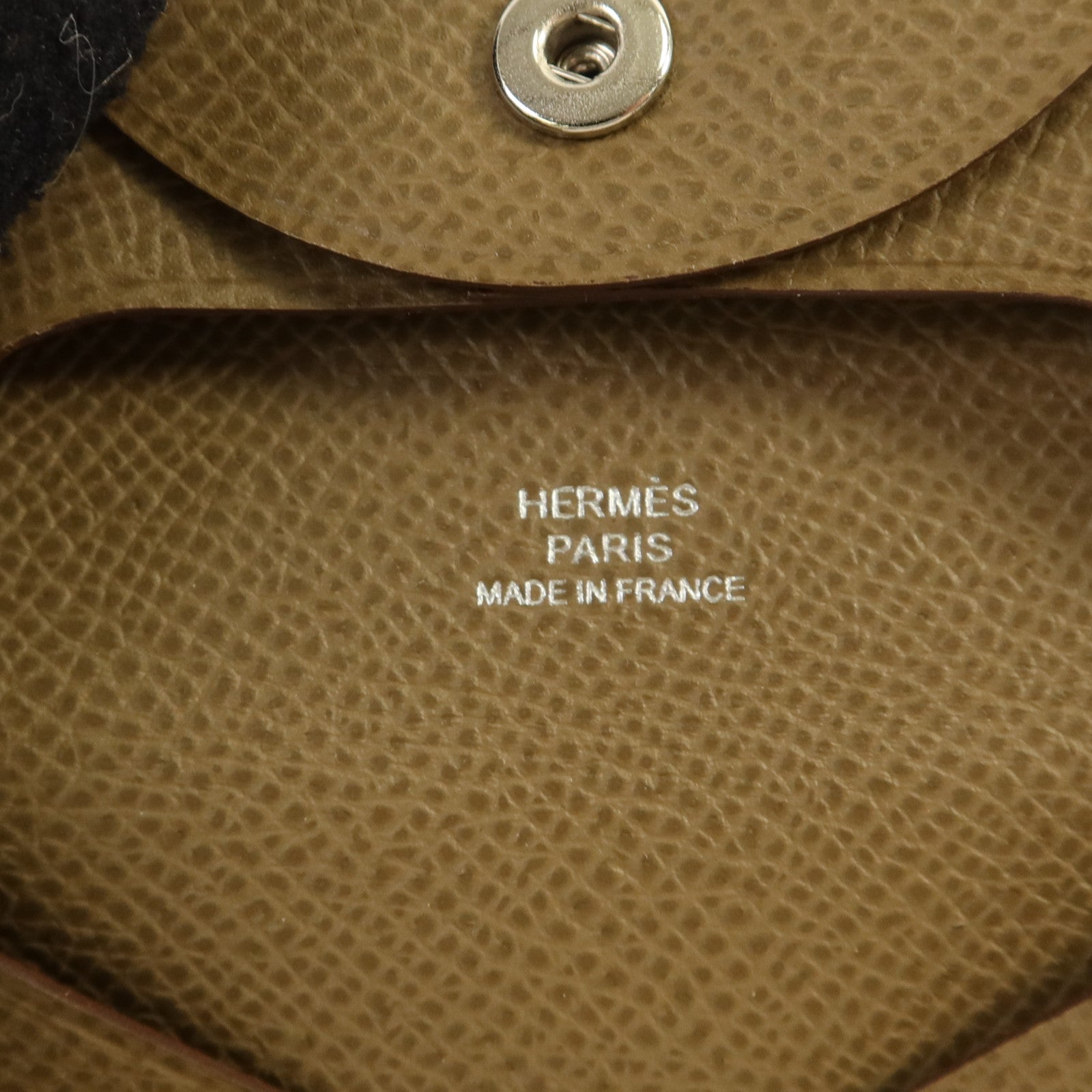 HERMES 【激減優惠】Epsom皮革Bastia銀扣零錢包Etoupe