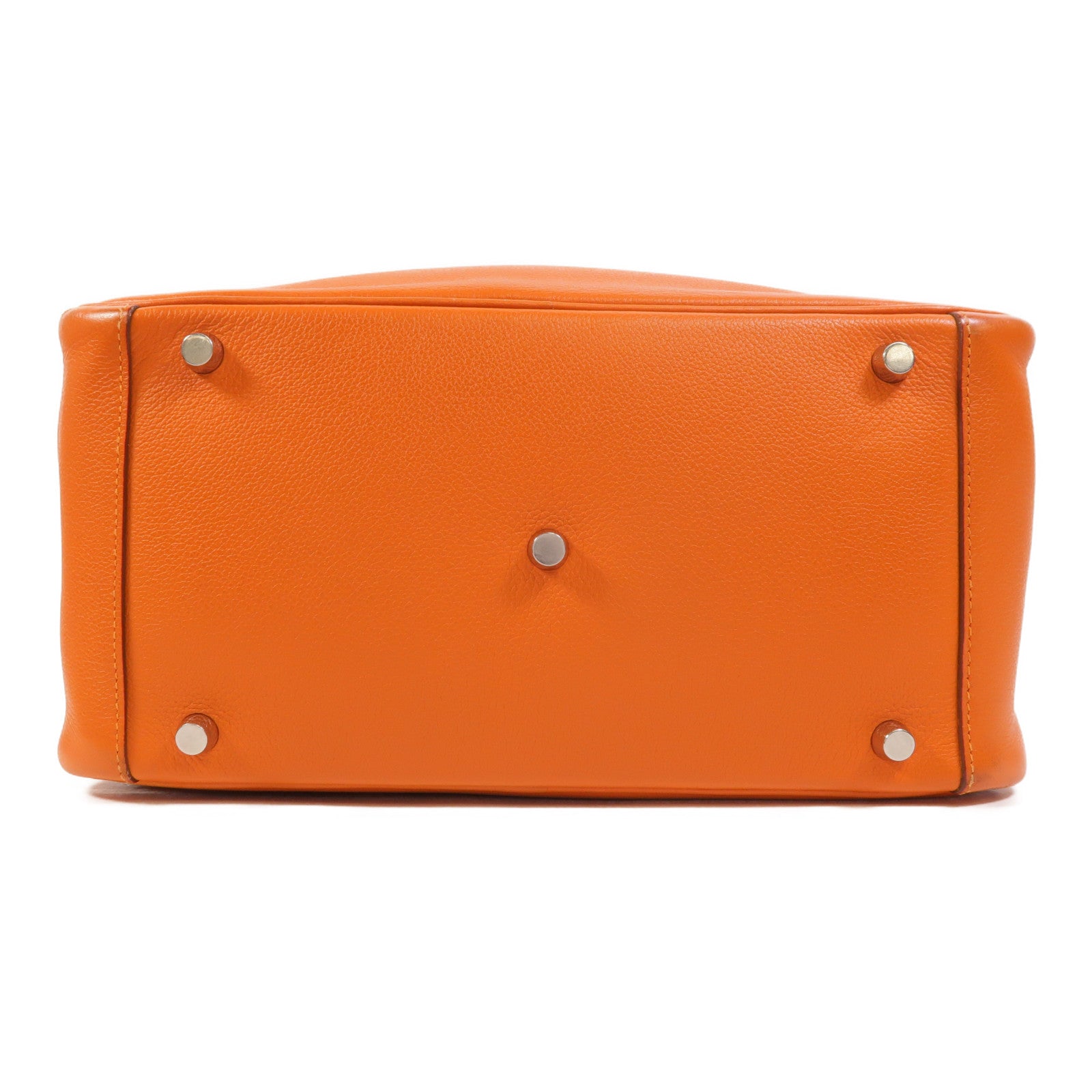 HERMES Clemence皮革Lindy 30銀扣手挽肩背兩用袋Orange