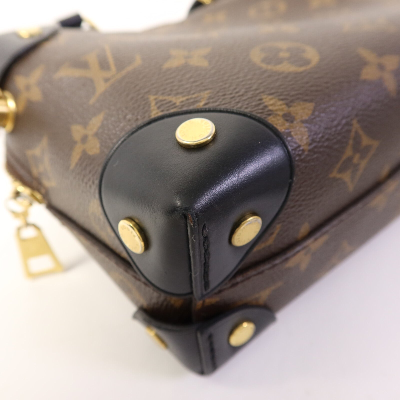 LOUIS VUITTON Monogram Petite Malle Souple金扣手挽肩背兩用袋棕色