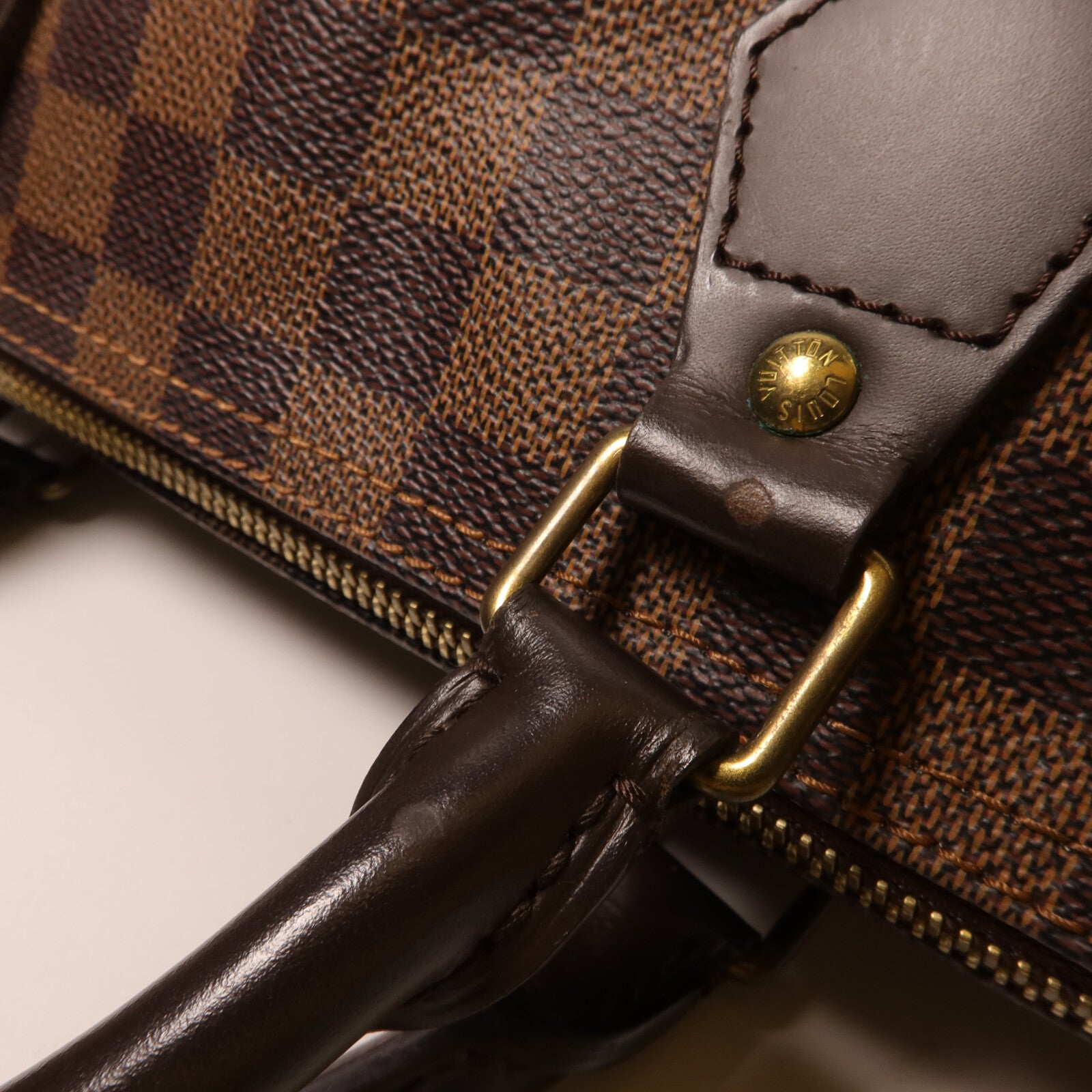 LOUIS VUITTON Damier Speedy 30金扣手挽袋
