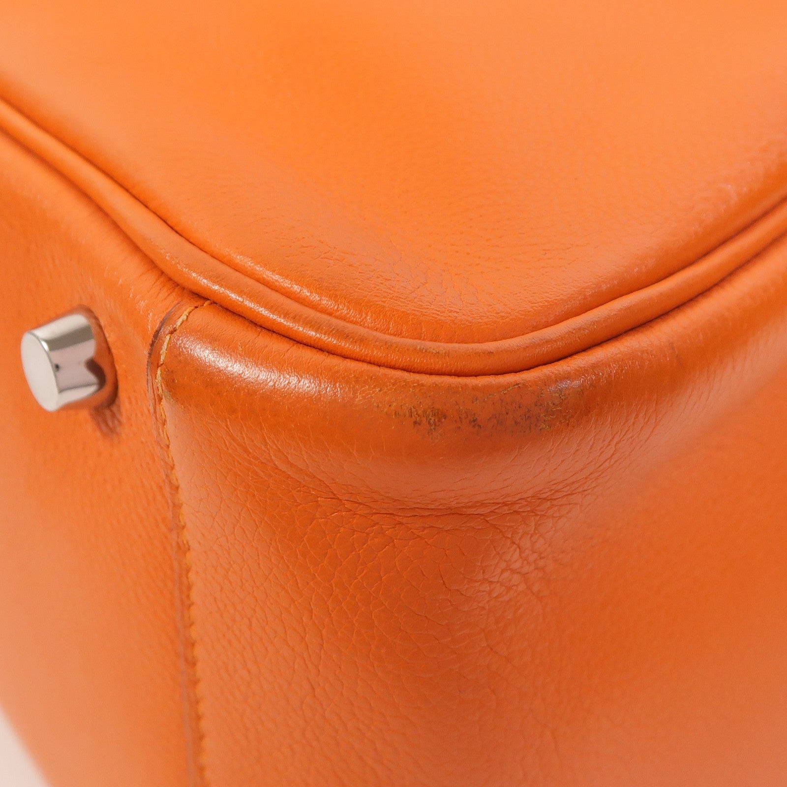 HERMES Clemence皮革Lindy 30銀扣手挽肩背兩用袋Orange