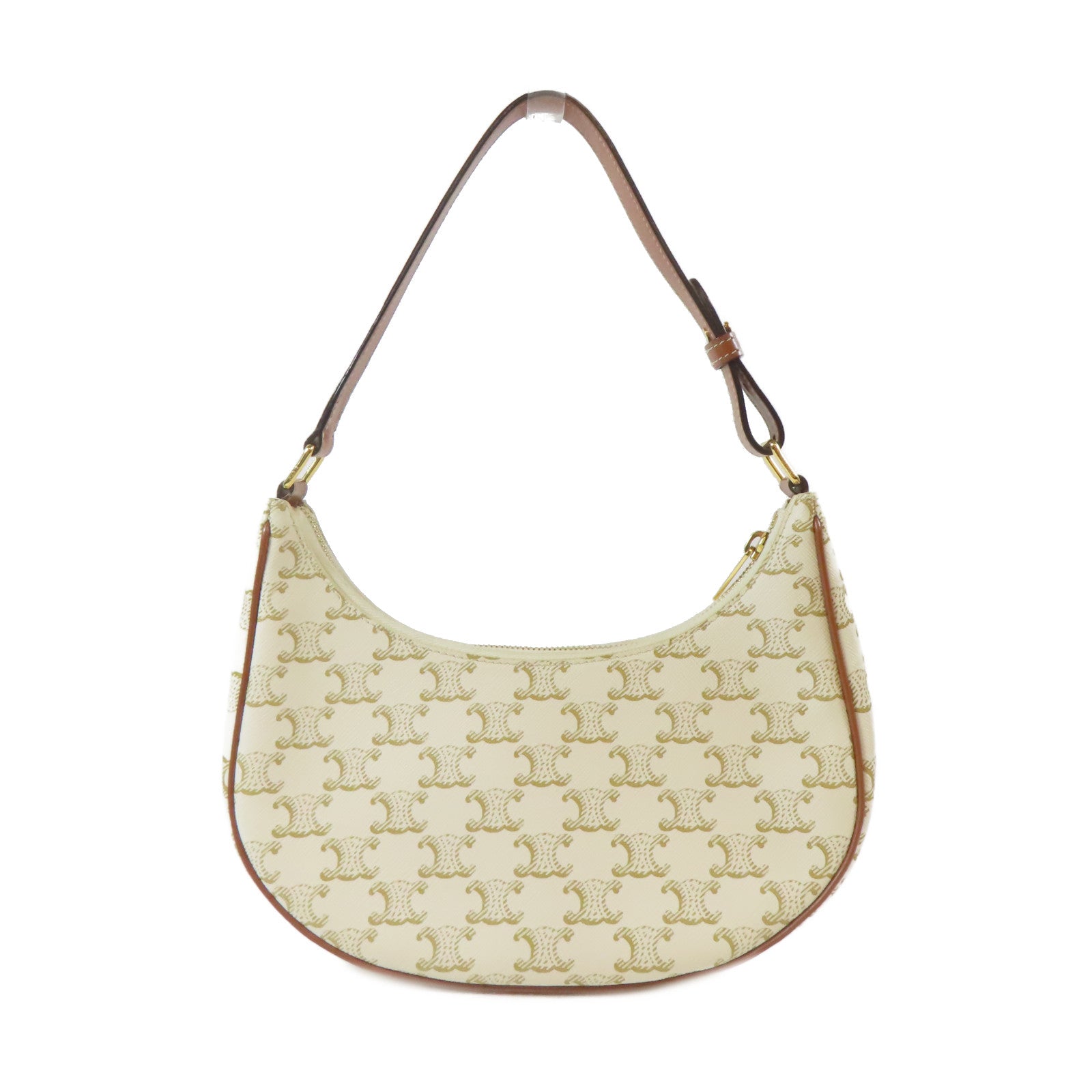 CELINE 塗層帆布Ava Bag金扣肩背袋白色