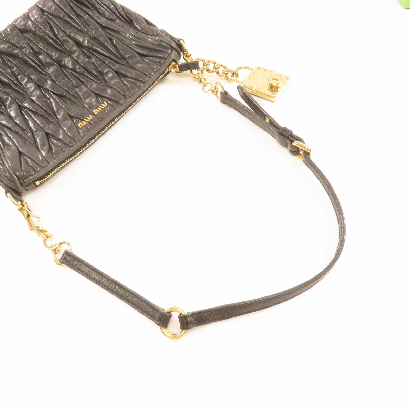 Miu Miu 牛皮皮革Shoulder Bag金扣肩背袋黑色