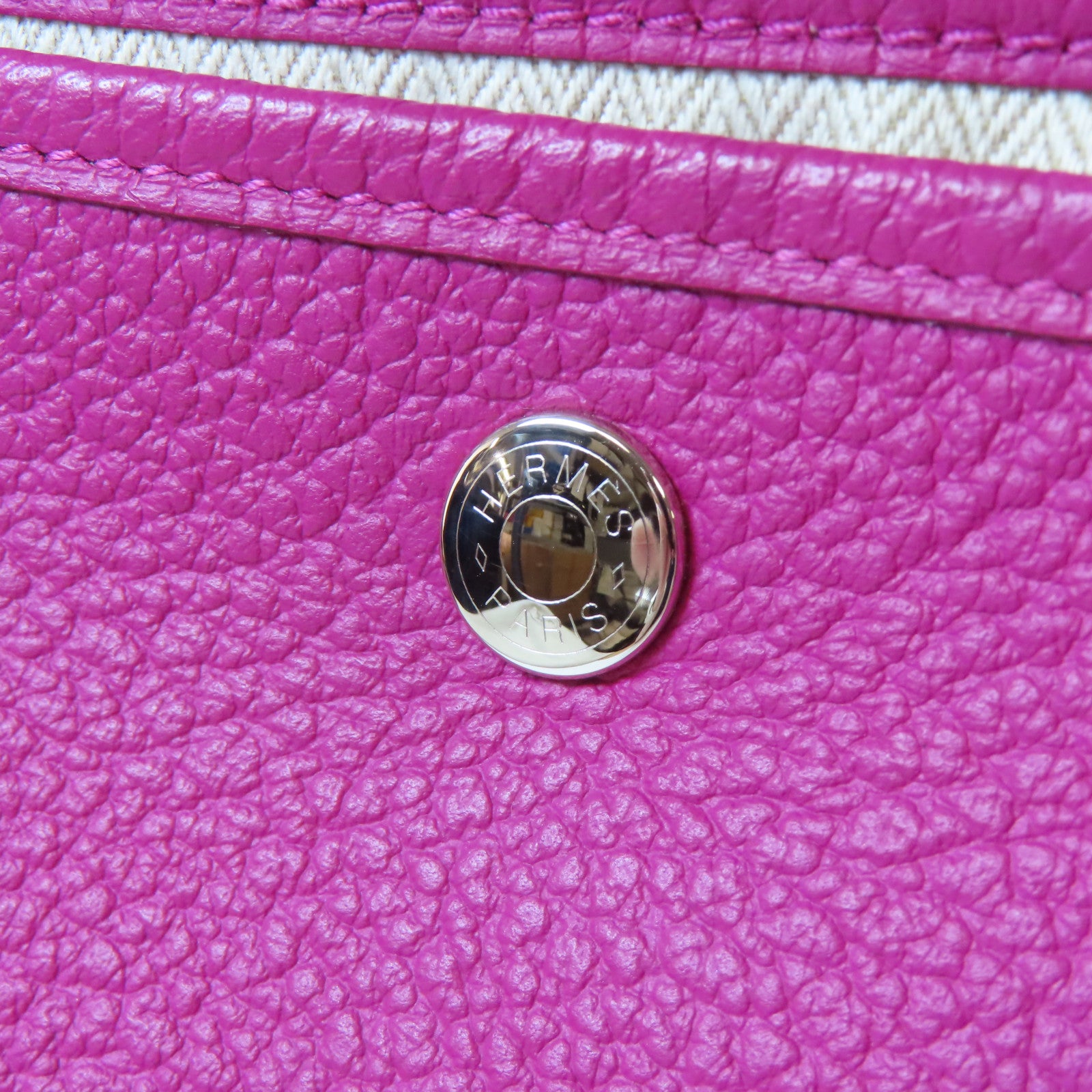 HERMES Negonda皮革Garden Party PM銀扣手挽袋Rose Purple桃紫色