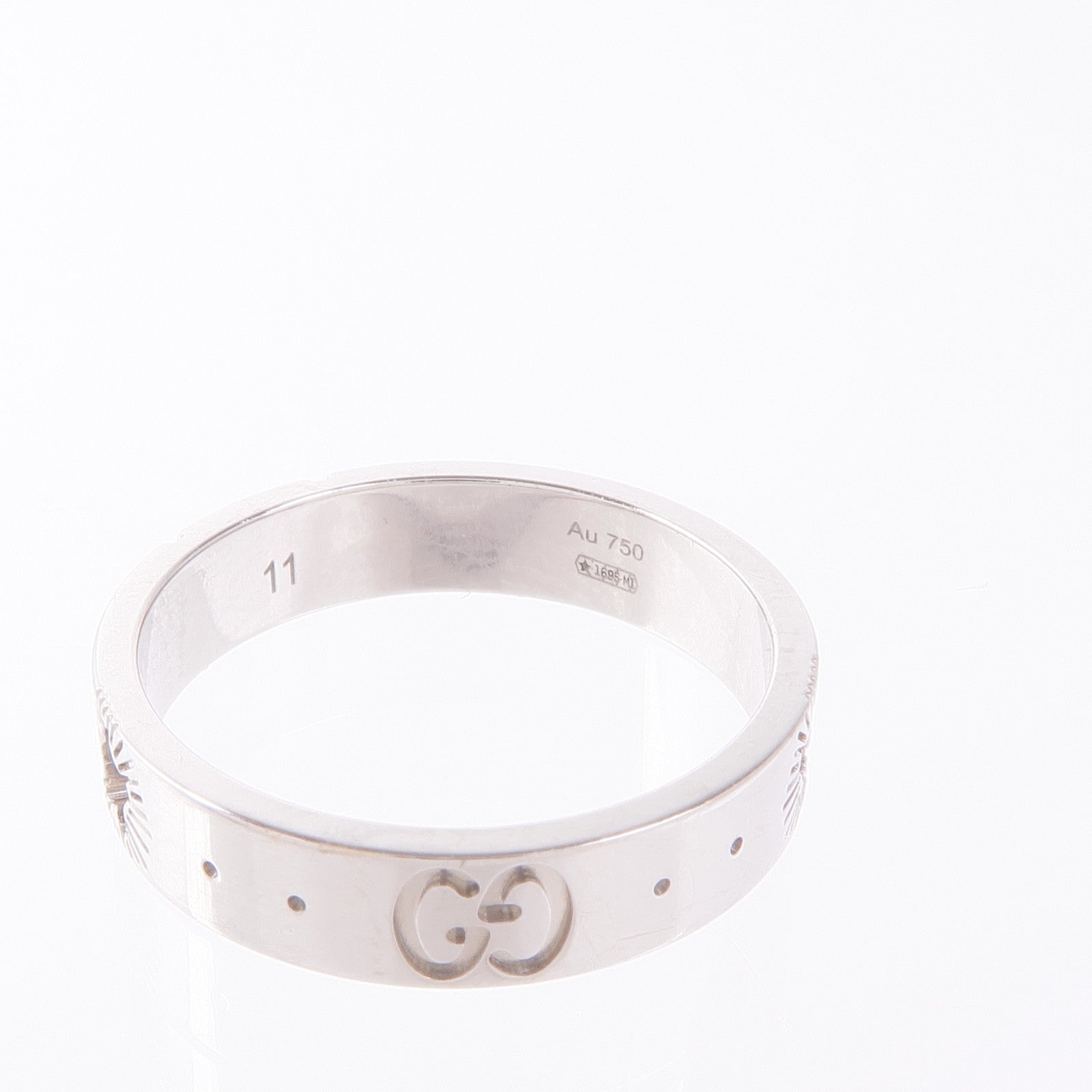 GUCCI 18K白金Icon Ring With Stars戒指US#5.5