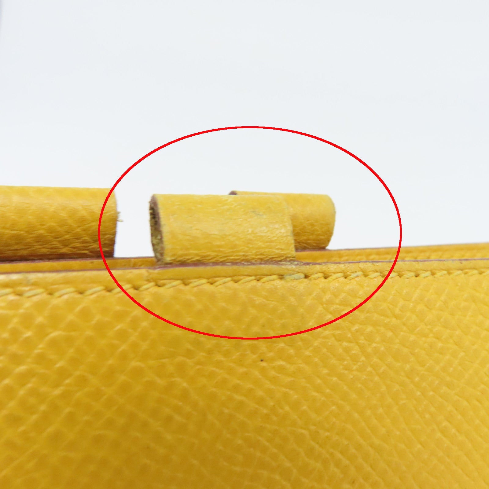 HERMES Epsom Leather Passport Case Silver Buckle Passport Holder Yellow