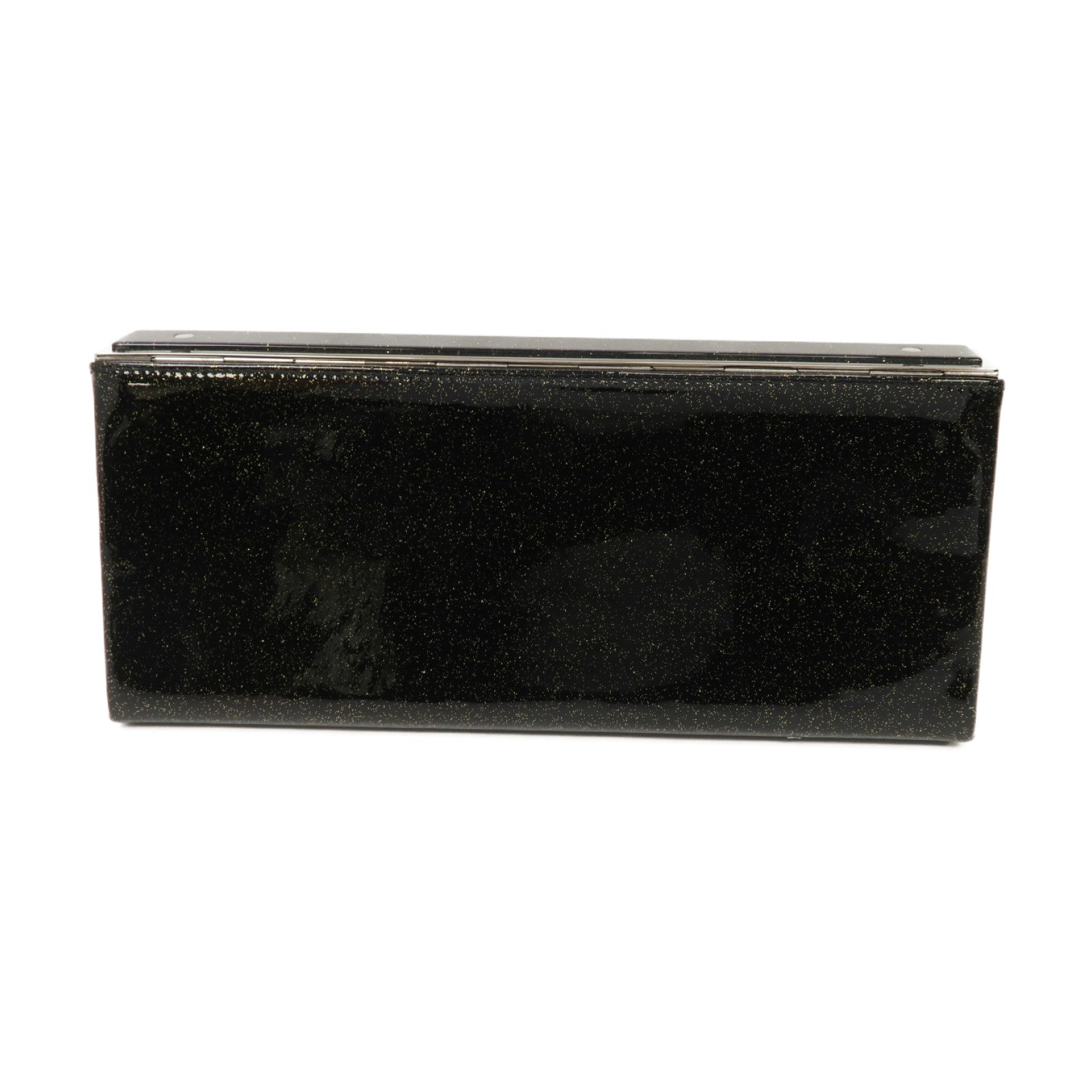 CHANEL 漆皮皮革Clutch Bag銀扣手拿包黑色