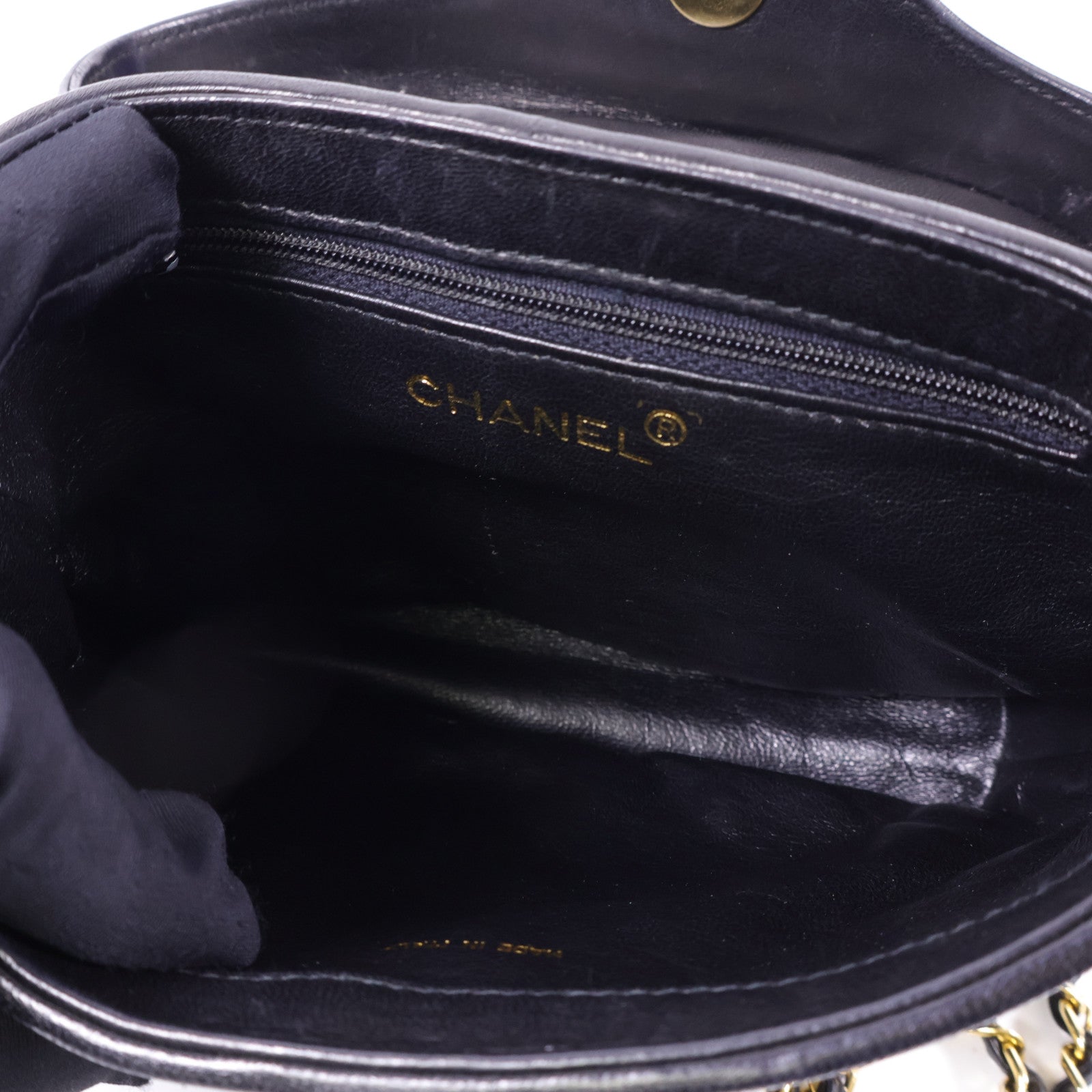 CHANEL 羊皮皮革Vintage Chain Shoulder金扣鏈帶肩背袋