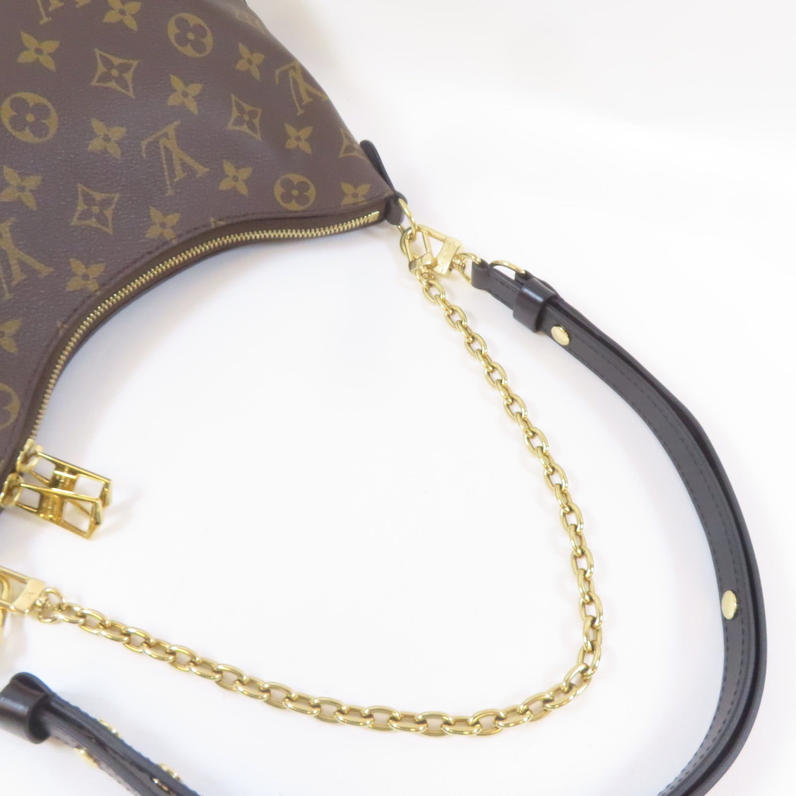 LOUIS VUITTON Monogram Boulogne金扣手挽肩背兩用袋啡色/黑色