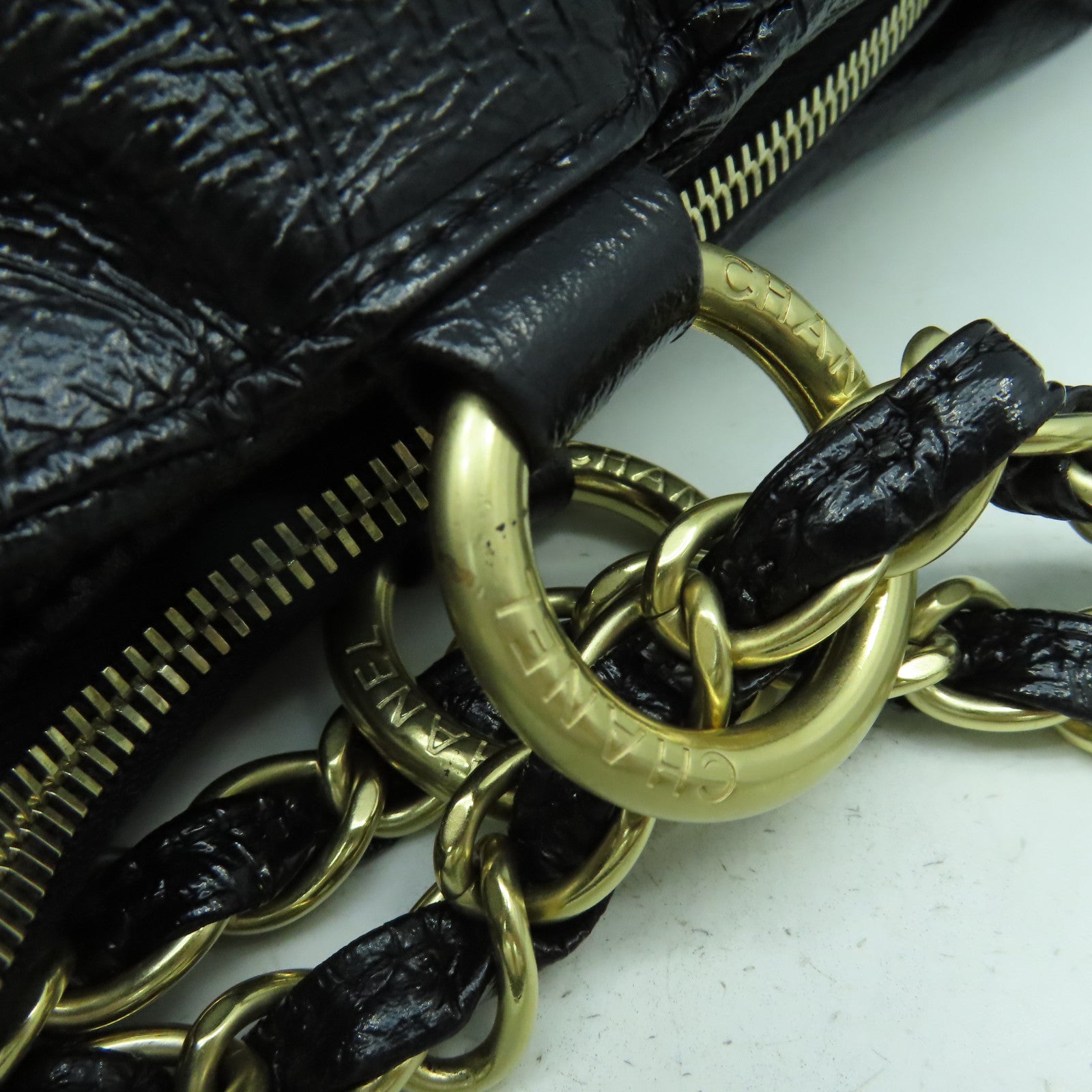 CHANEL 【激減優惠】菱格羊皮皮革Chain Shoulder金扣鏈帶肩背袋黑色