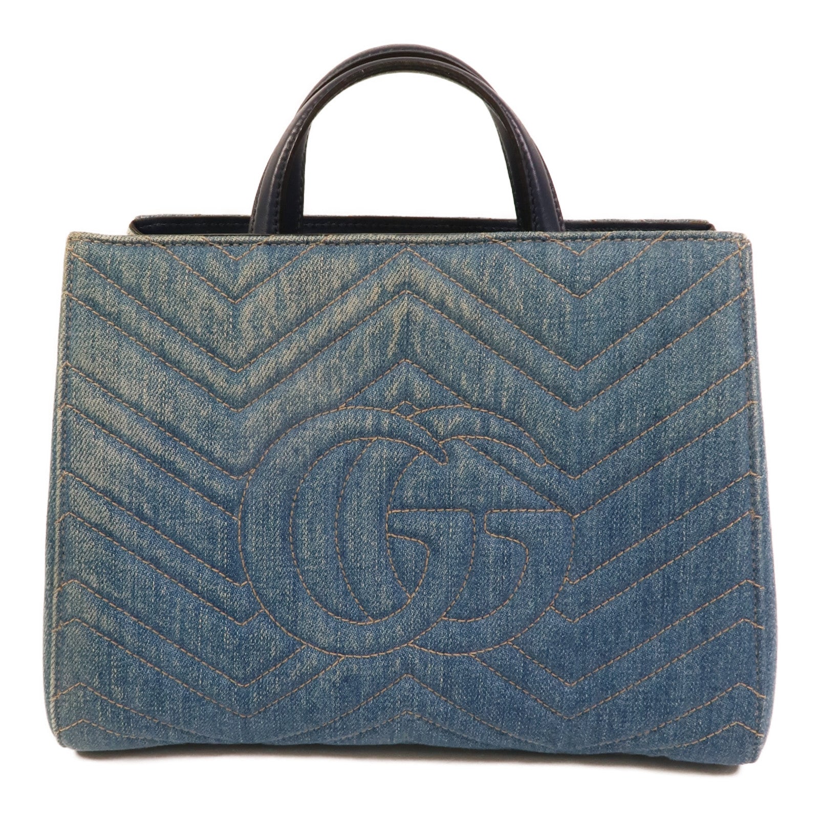 GUCCI Denim GG Marmont Matelasse手挽肩背兩用袋