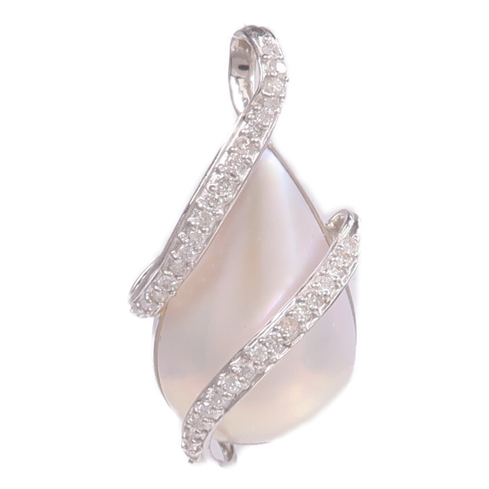 JEWELRY 18K白金Mother Of Pearl Diamond Pendant Top珍珠母貝/鑽石吊墜