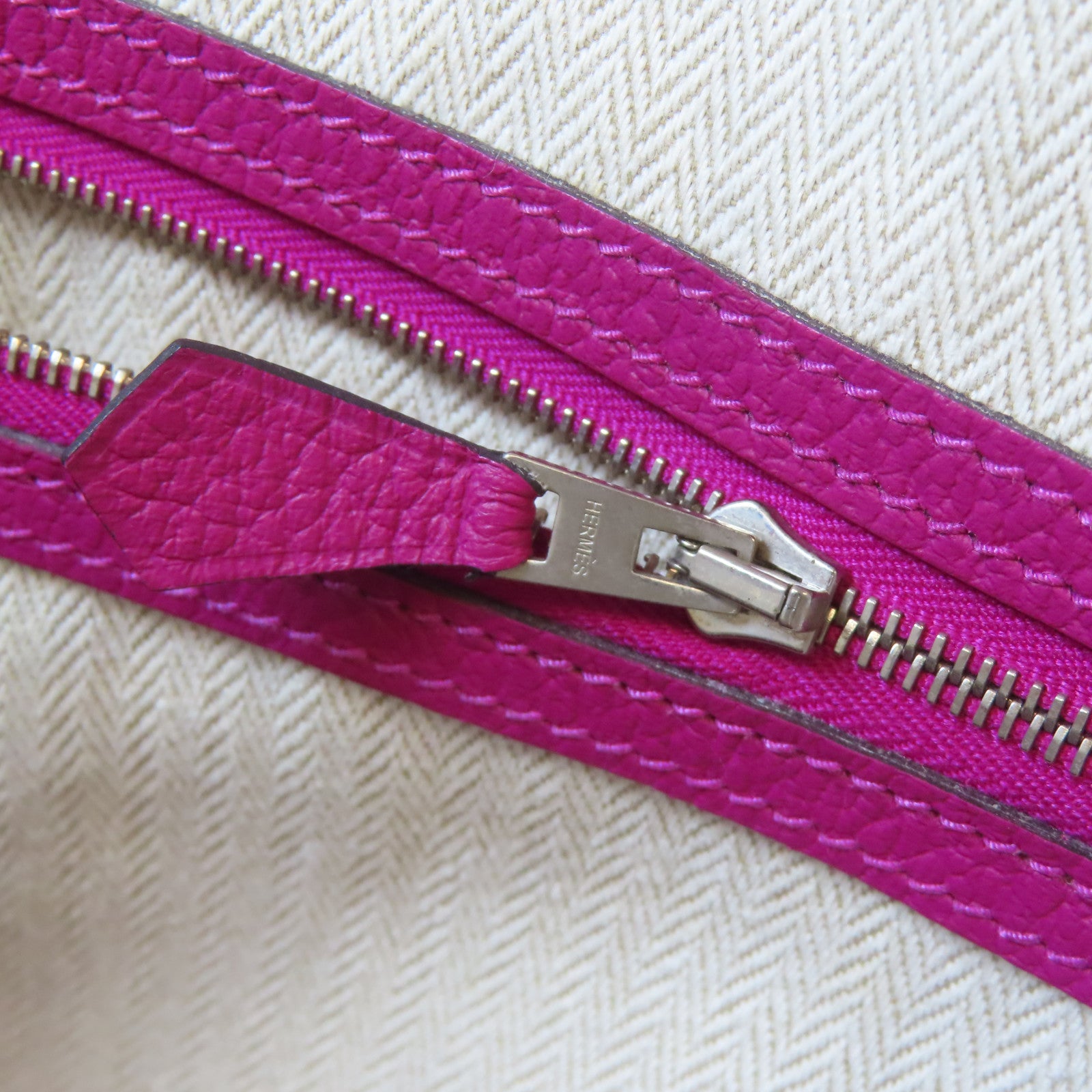 HERMES Negonda皮革Garden Party PM銀扣手挽袋Rose Purple桃紫色