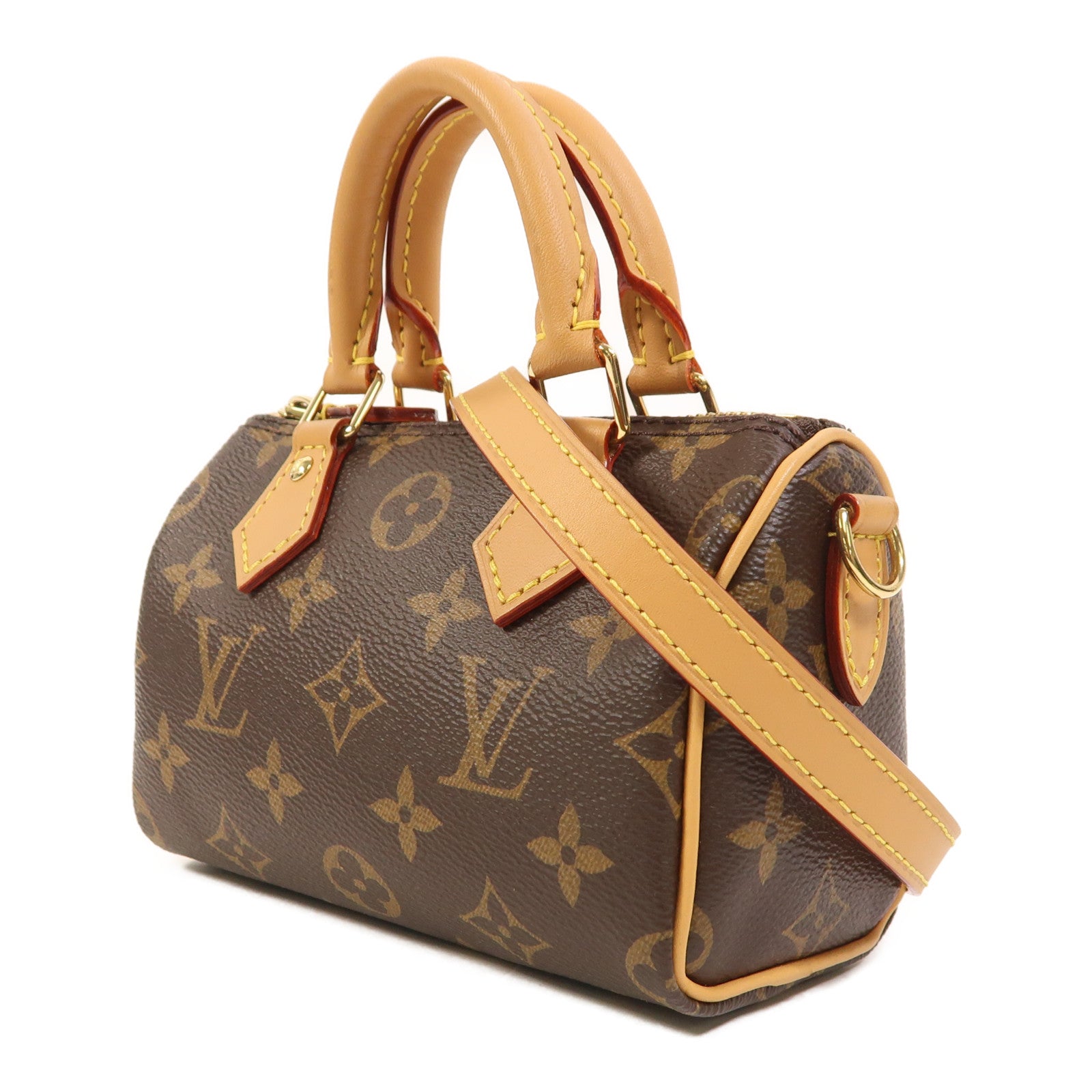 LOUIS VUITTON Monogram Nano Speedy金扣手挽肩背兩用袋